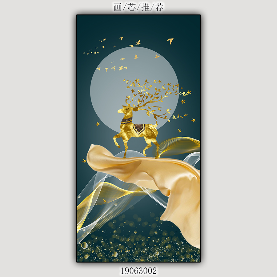 招财福鹿客厅玄关装饰画-2