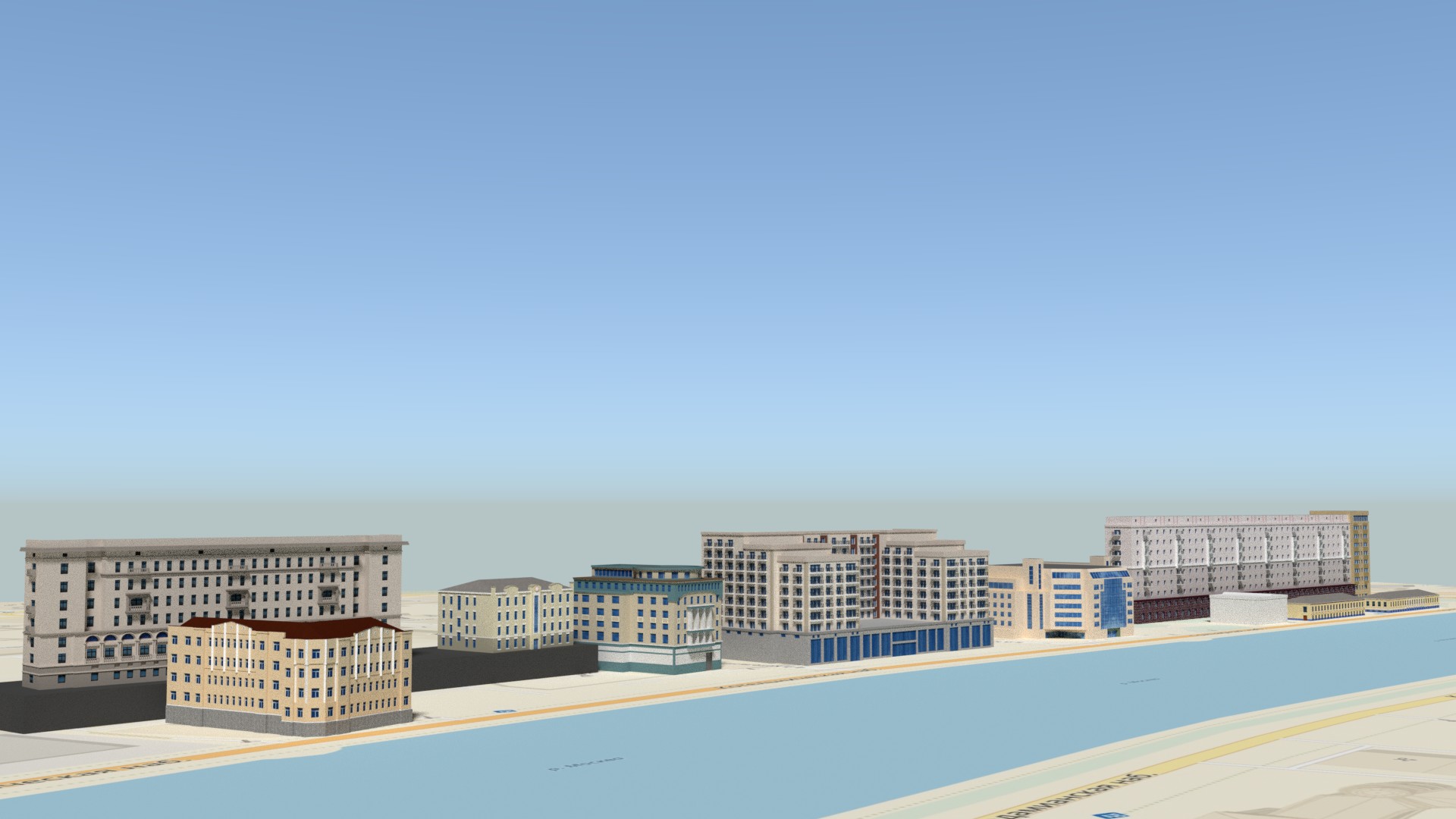 Низкополигональные здания.Набережная реки-Москвы-5