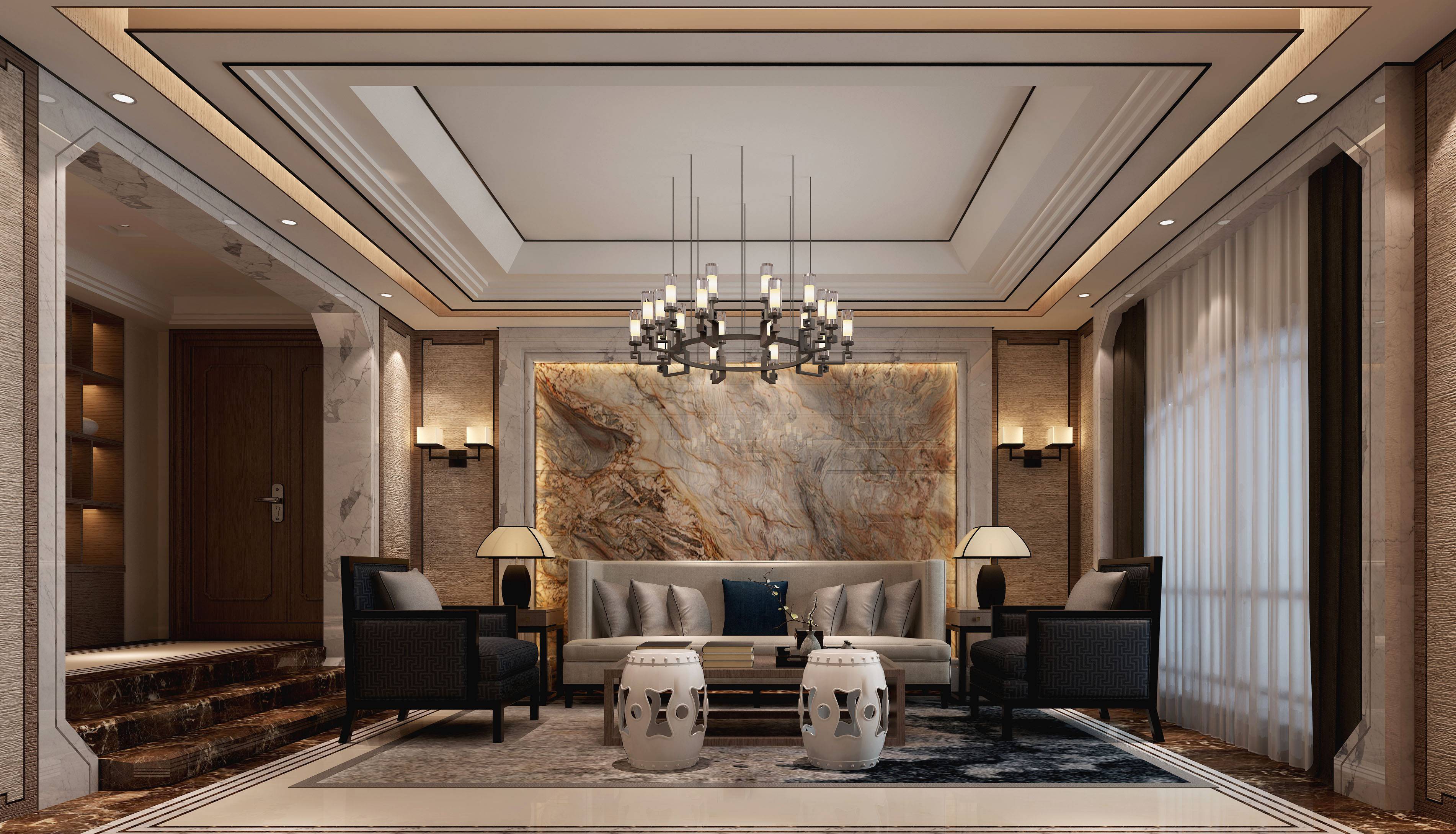 新中式 中式古典 奢华家装别墅样板房-18-25