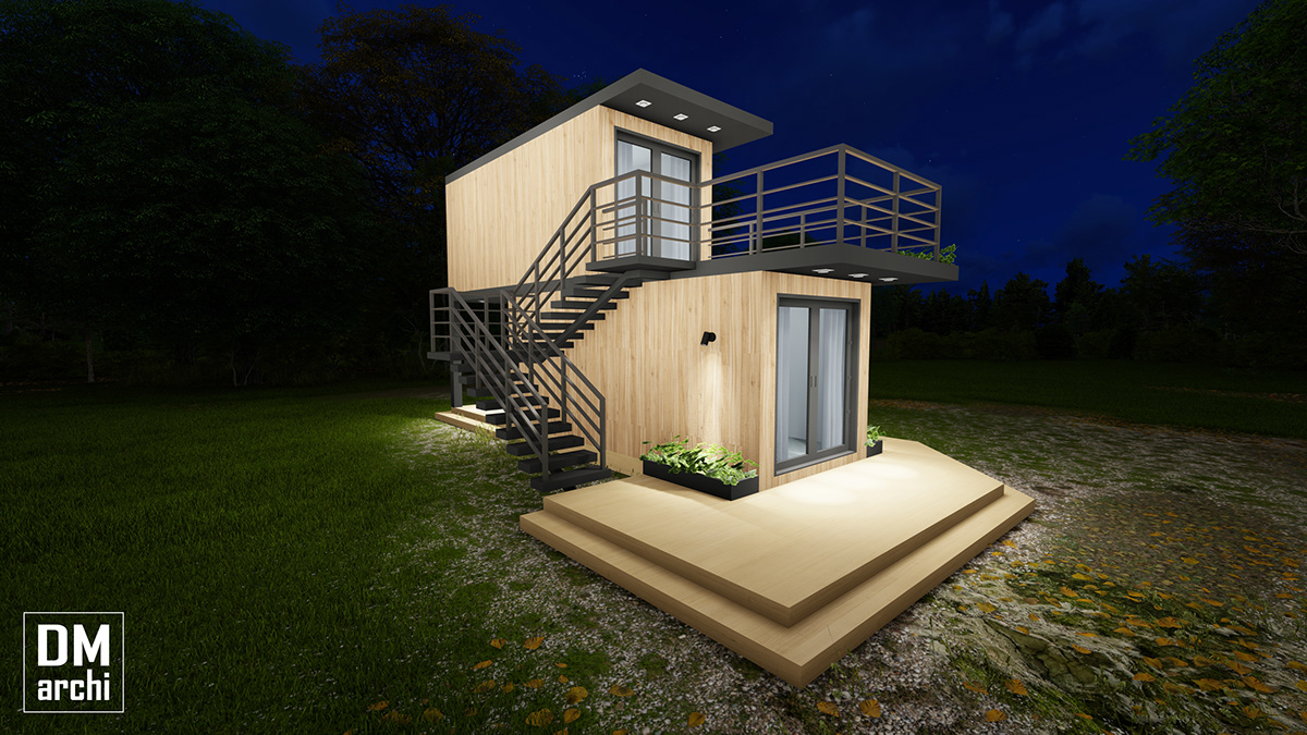 森林中的集装箱迷你别墅-12