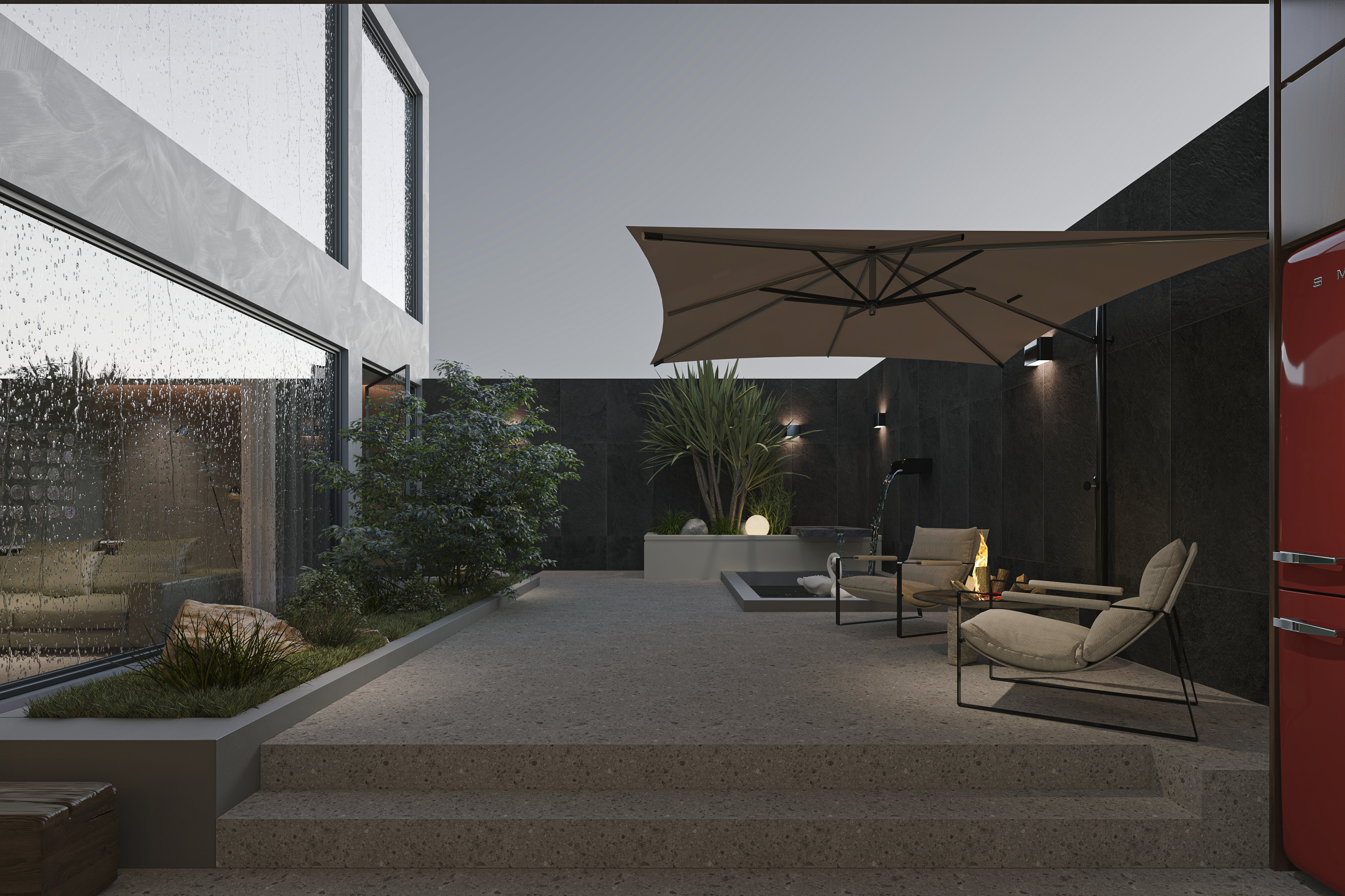 绘感视觉设计——雨后 现代别墅庭院设计案例-0