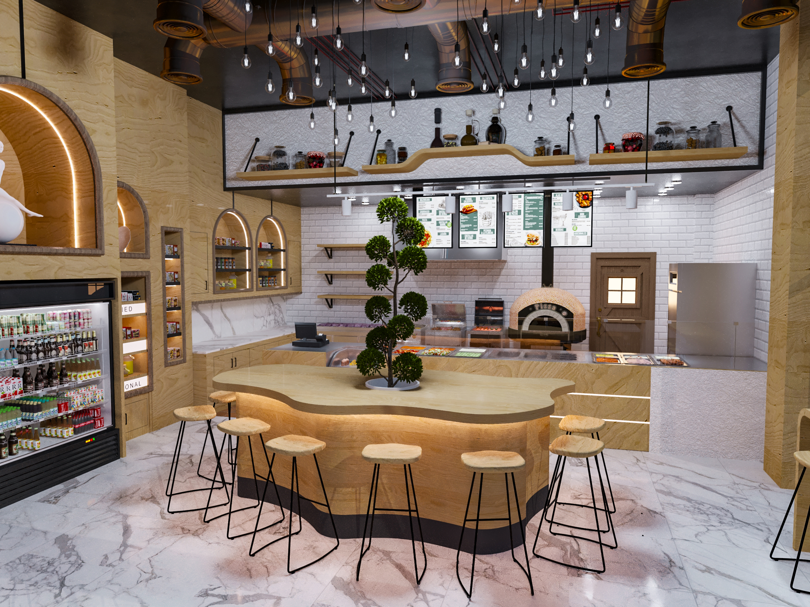 “CEDRA”  现代黎巴嫩熟食店室内设计-5