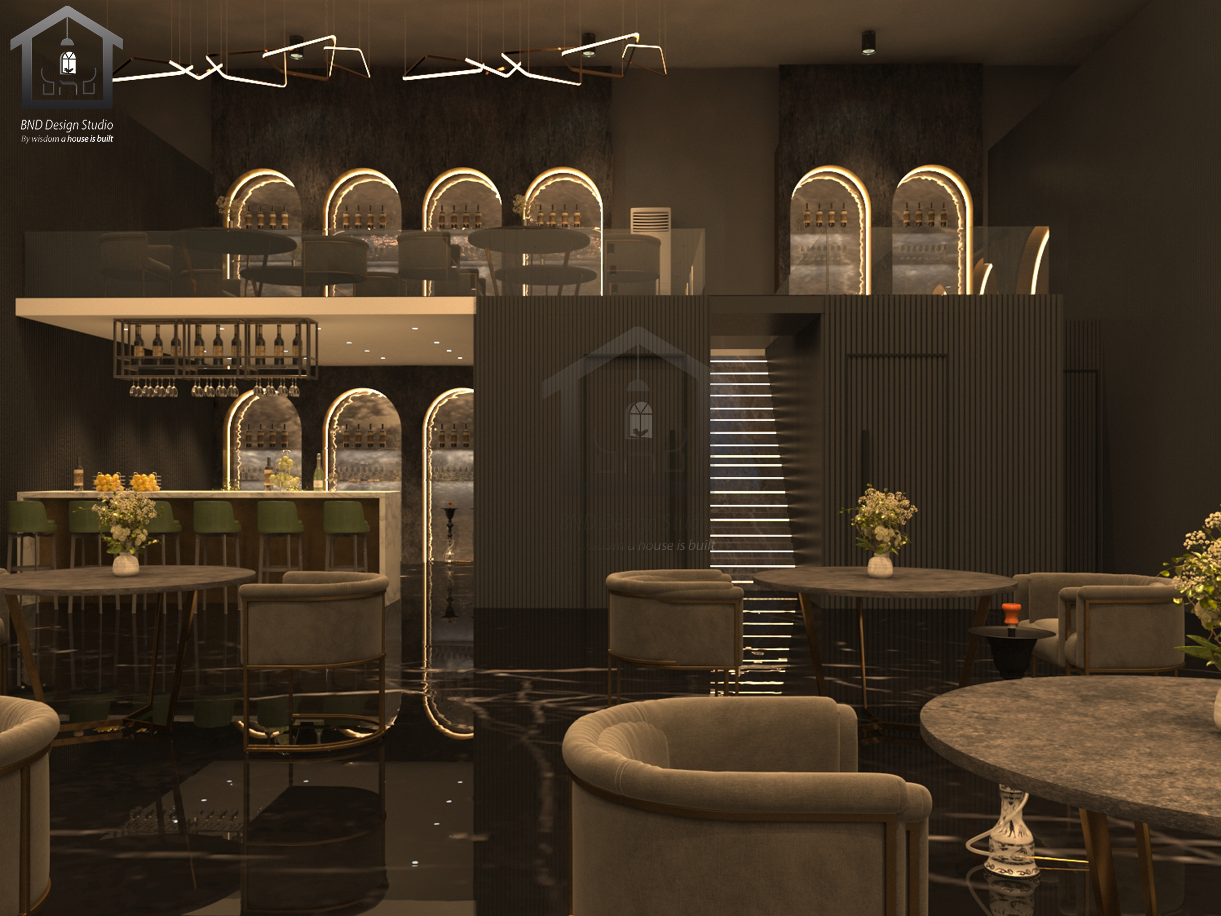 Hookah lounge - Interior & Lighting design-5