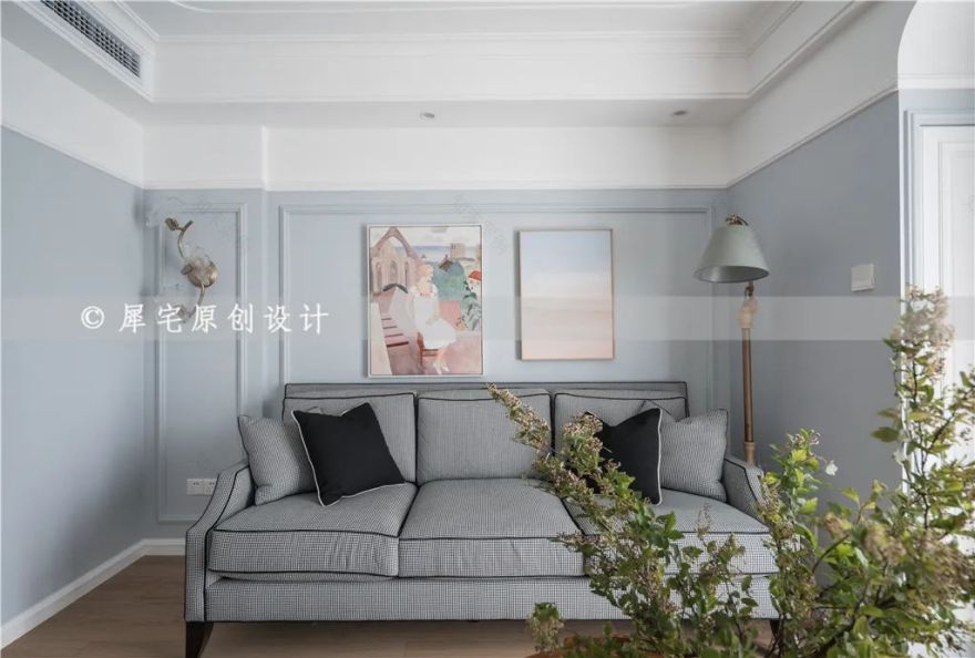 蓝白色调打造温馨美式风,70 平小宅变身多功能空间-32
