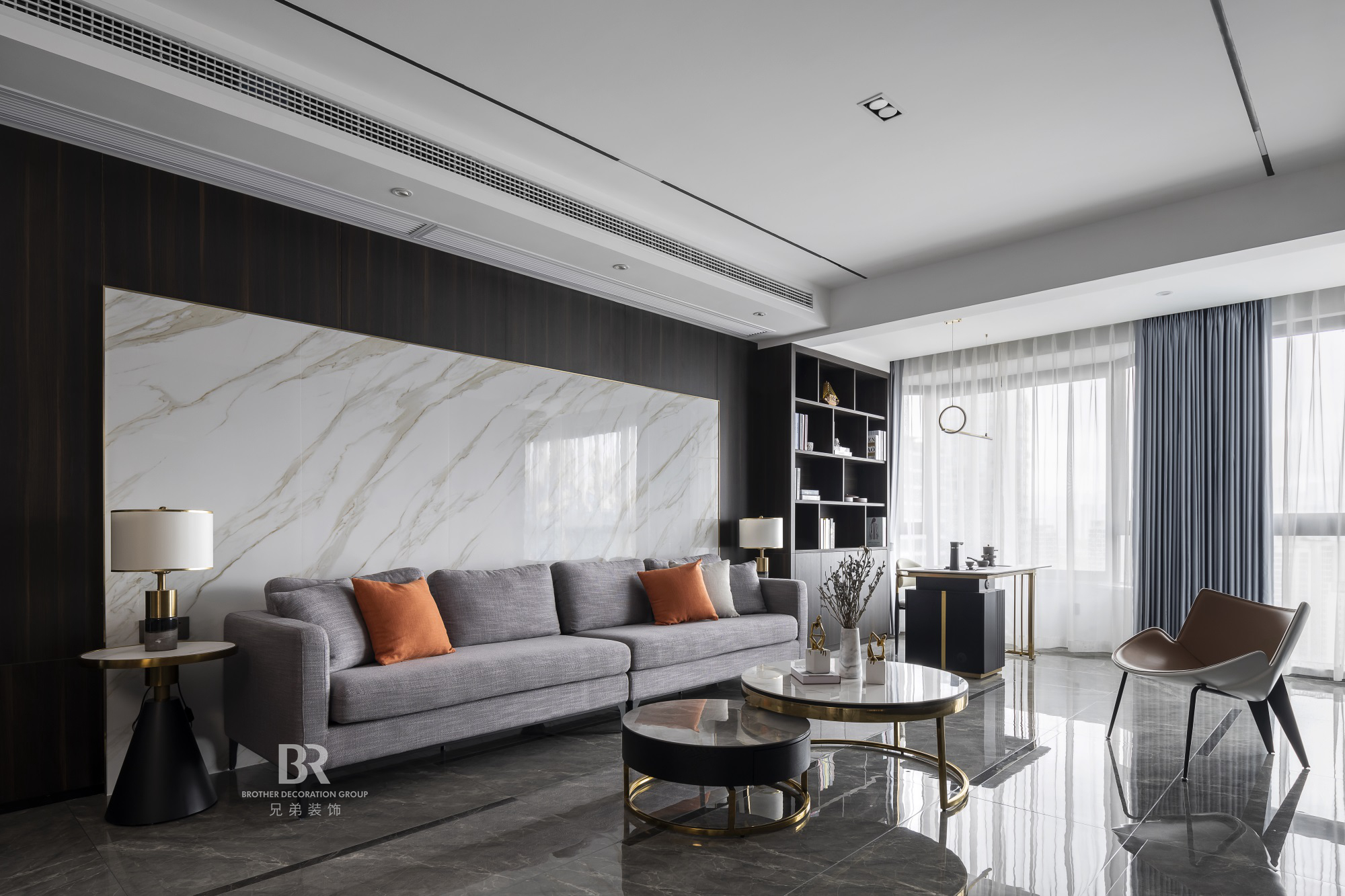 鲁能星城外滩现代意式轻奢跃层设计丨中国重庆丨兄弟装饰-10