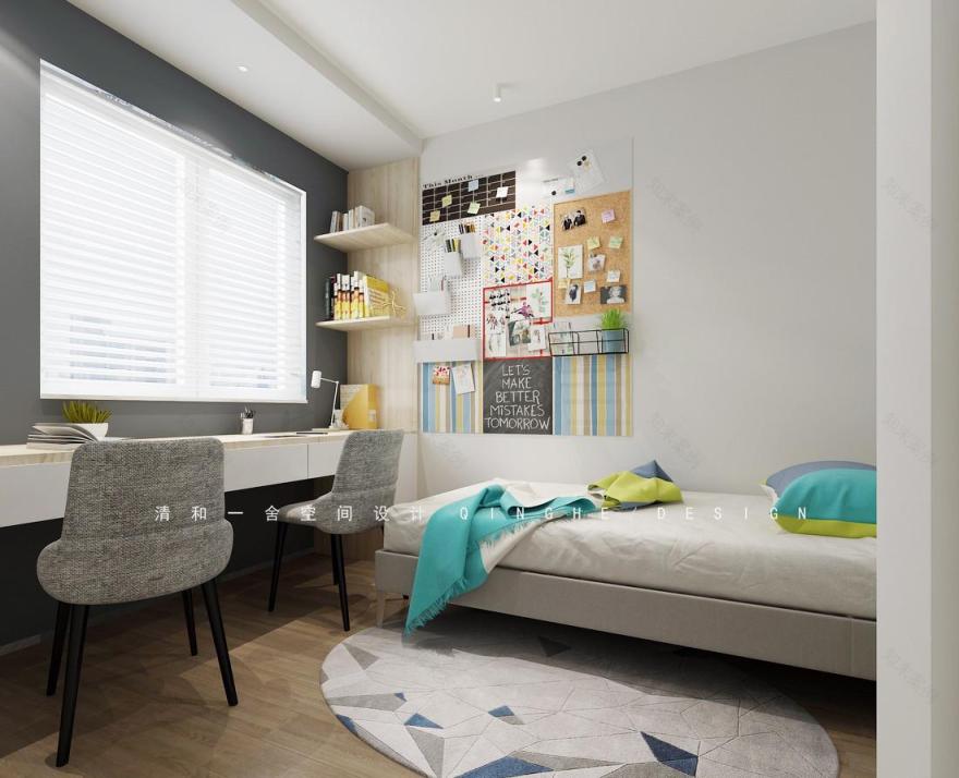 极简黑白灰,139㎡三室变两室的生活艺术-11