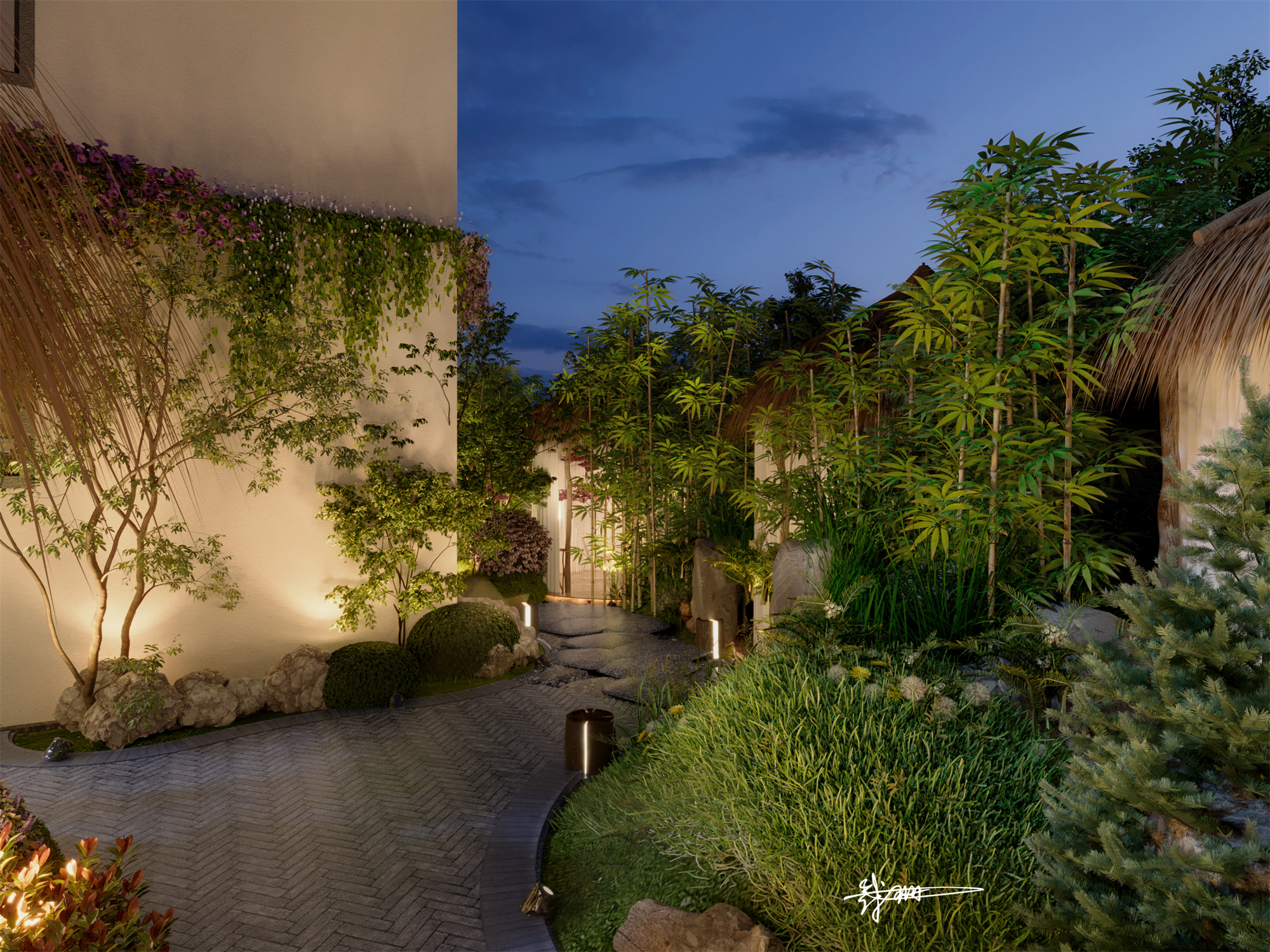 会所庭院景观设计-4