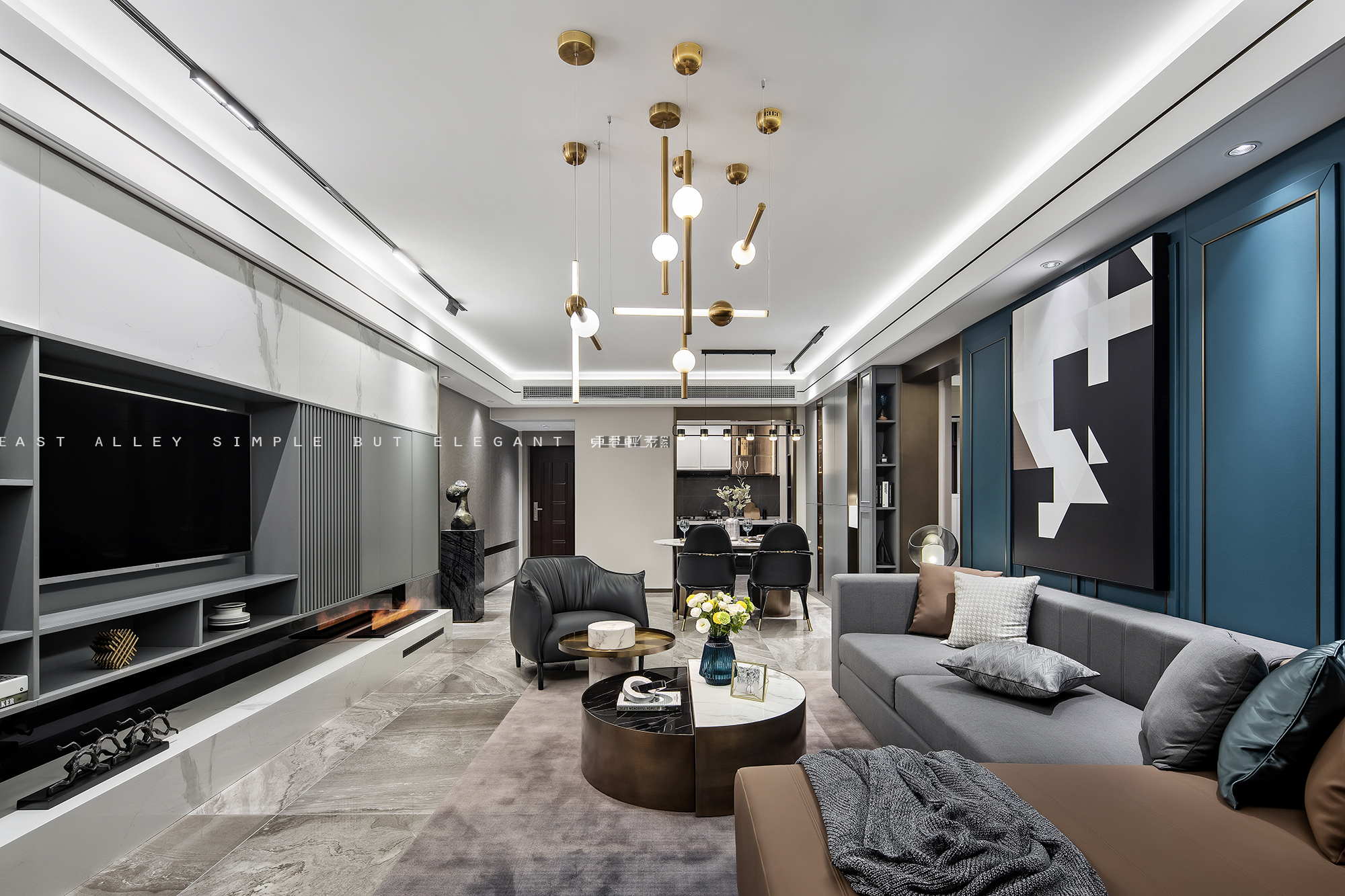 EASE 东巷轻素 |山水江南样板间：三米八深蓝-22