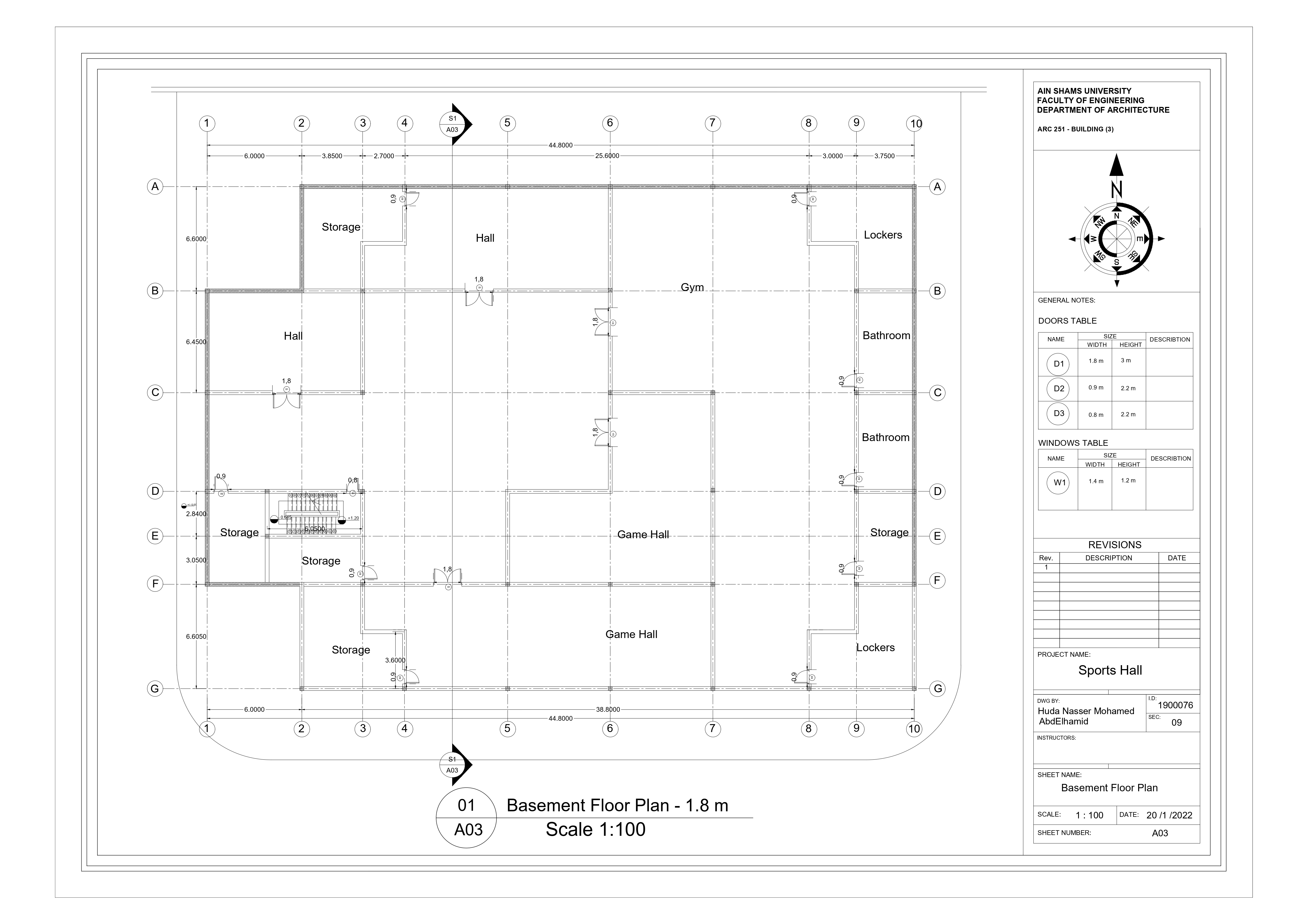 斯波茨大厅·工作图纸丨Ain Shams 大学工程学院建筑系-5
