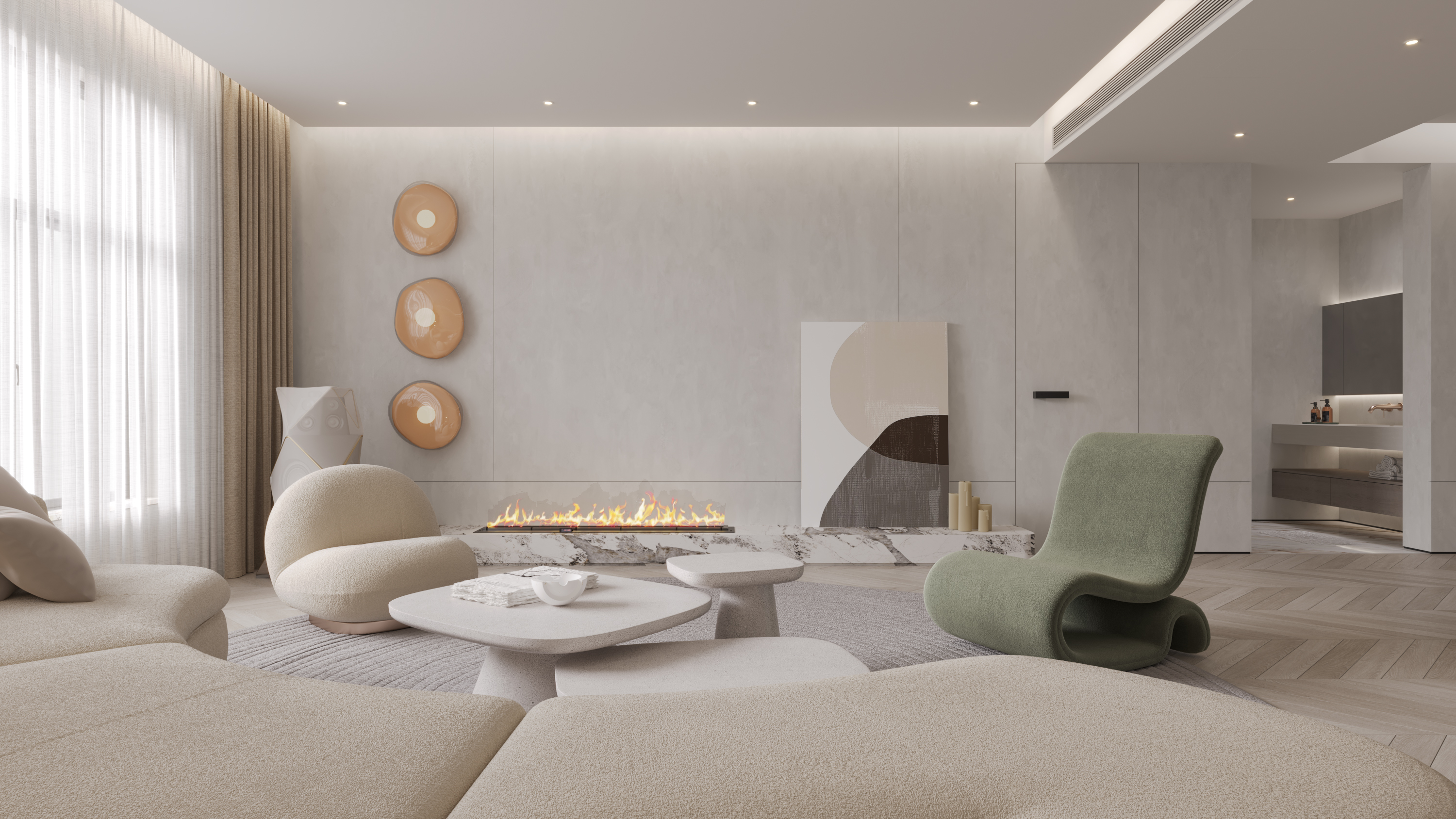 家装大平层奶油风-23