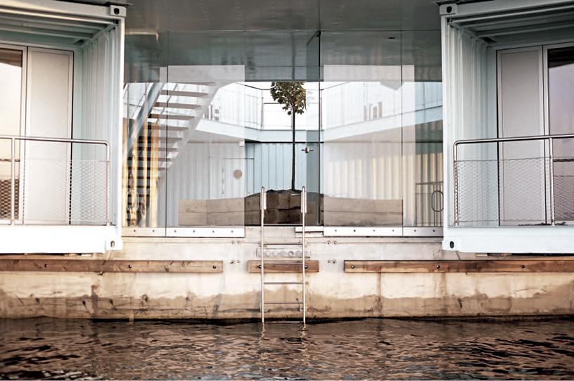 哥本哈根港口的绿色漂浮宿舍-16