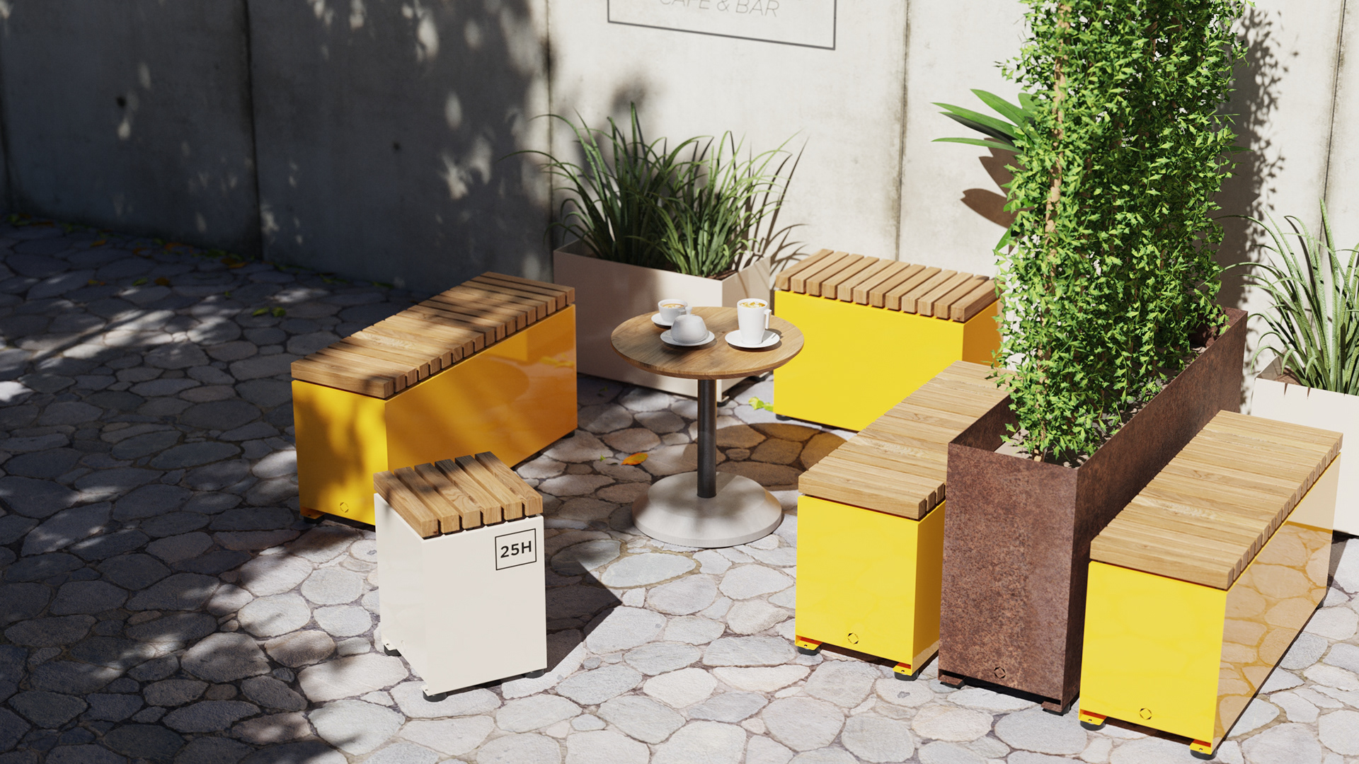 BROK 户外长椅和花盆-24