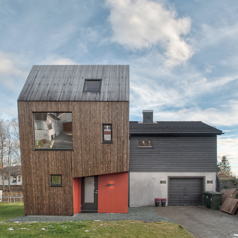TYIN Tegnestue's lopsided house extension creates extra space upstairs-0