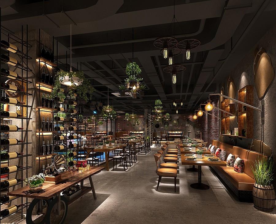 
钢木复古工业自然风格餐厅装修案例 -7