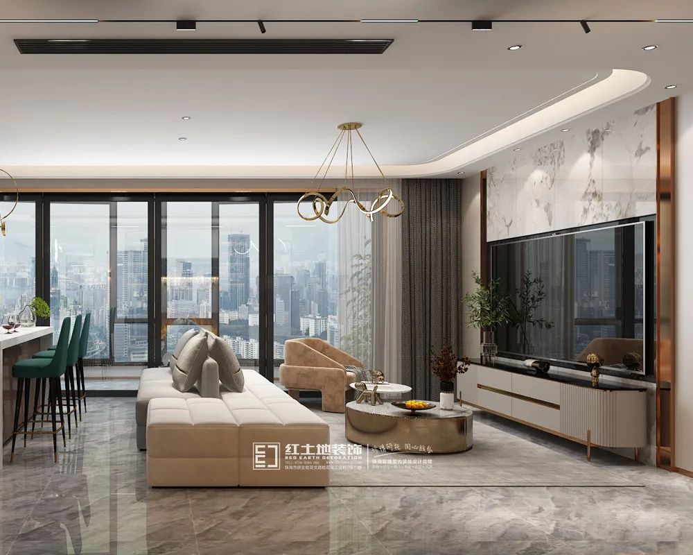 珠海绿洋湾现代轻奢风格设计丨中国珠海丨红土地装饰设计-15
