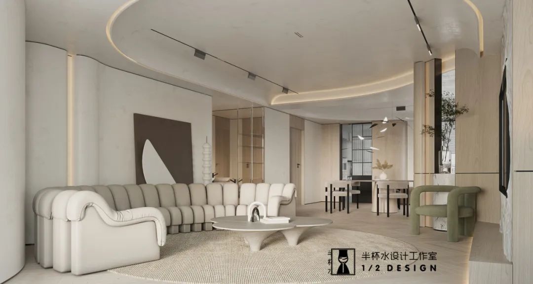 宁波融创慈澜府法式极简风室内设计丨中国宁波丨半杯水设计工作室-37