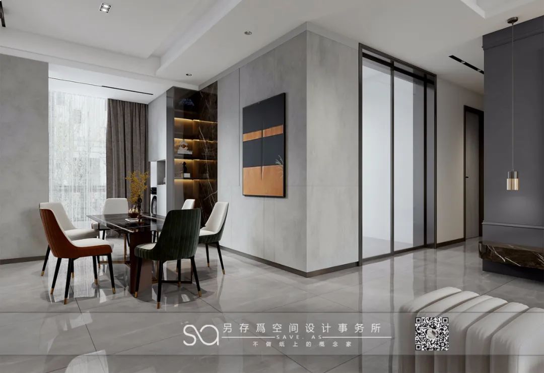 阳光丽城 120 平米后现代住宅,高级灰与亮橙色的视觉冲击-64