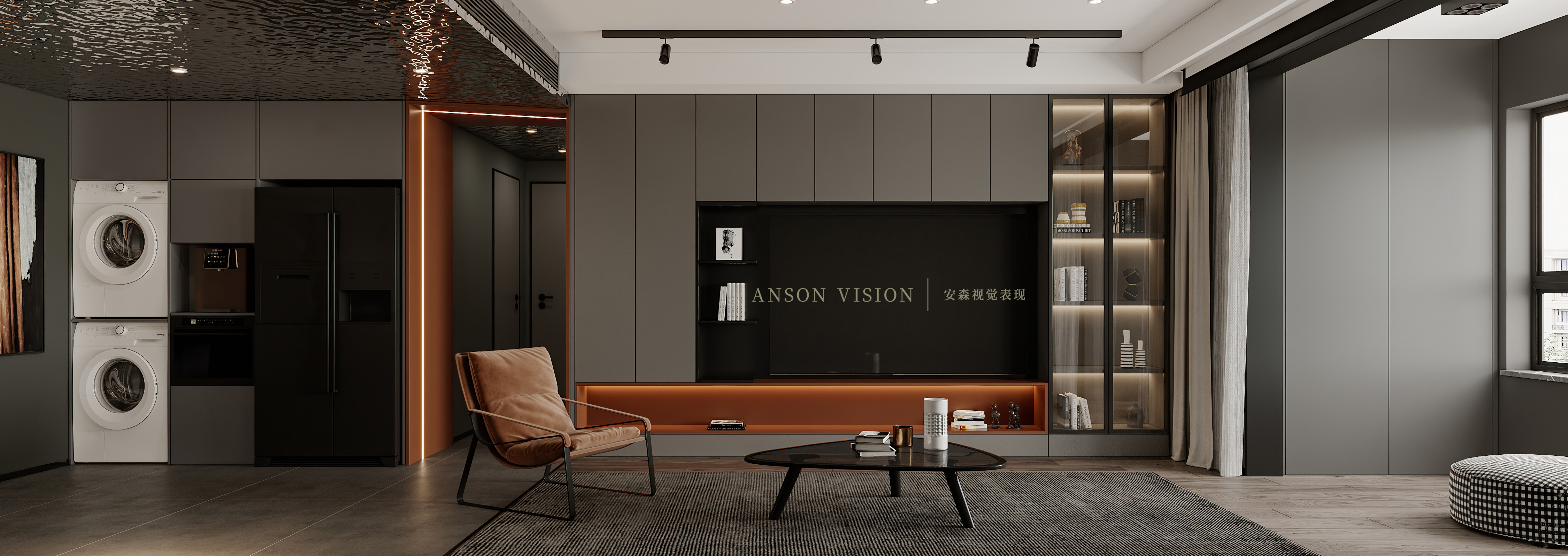 现代黑暗风客餐厅卧室设计丨Ansonvision·蒙头睡-5