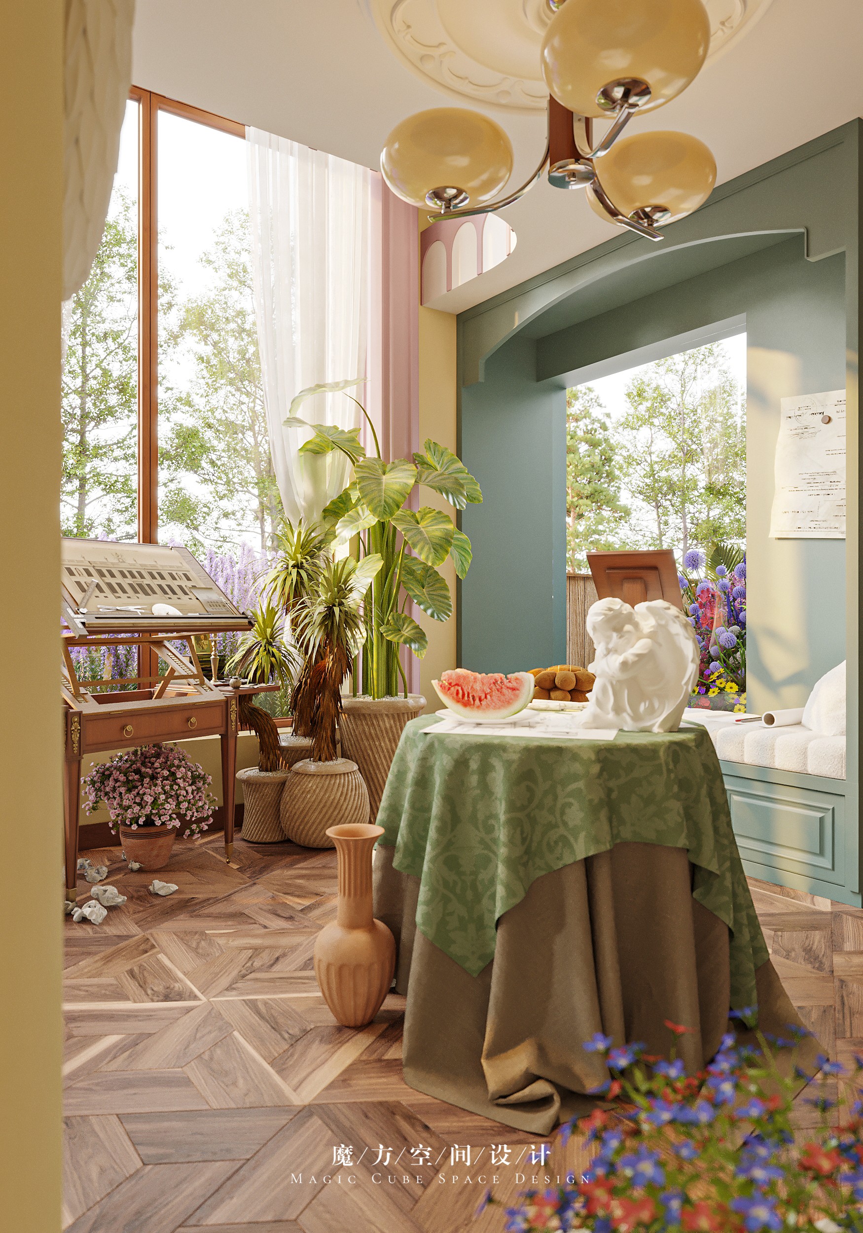 大连•法式复古别墅设计丨中国大连丨魔方空间设计-36