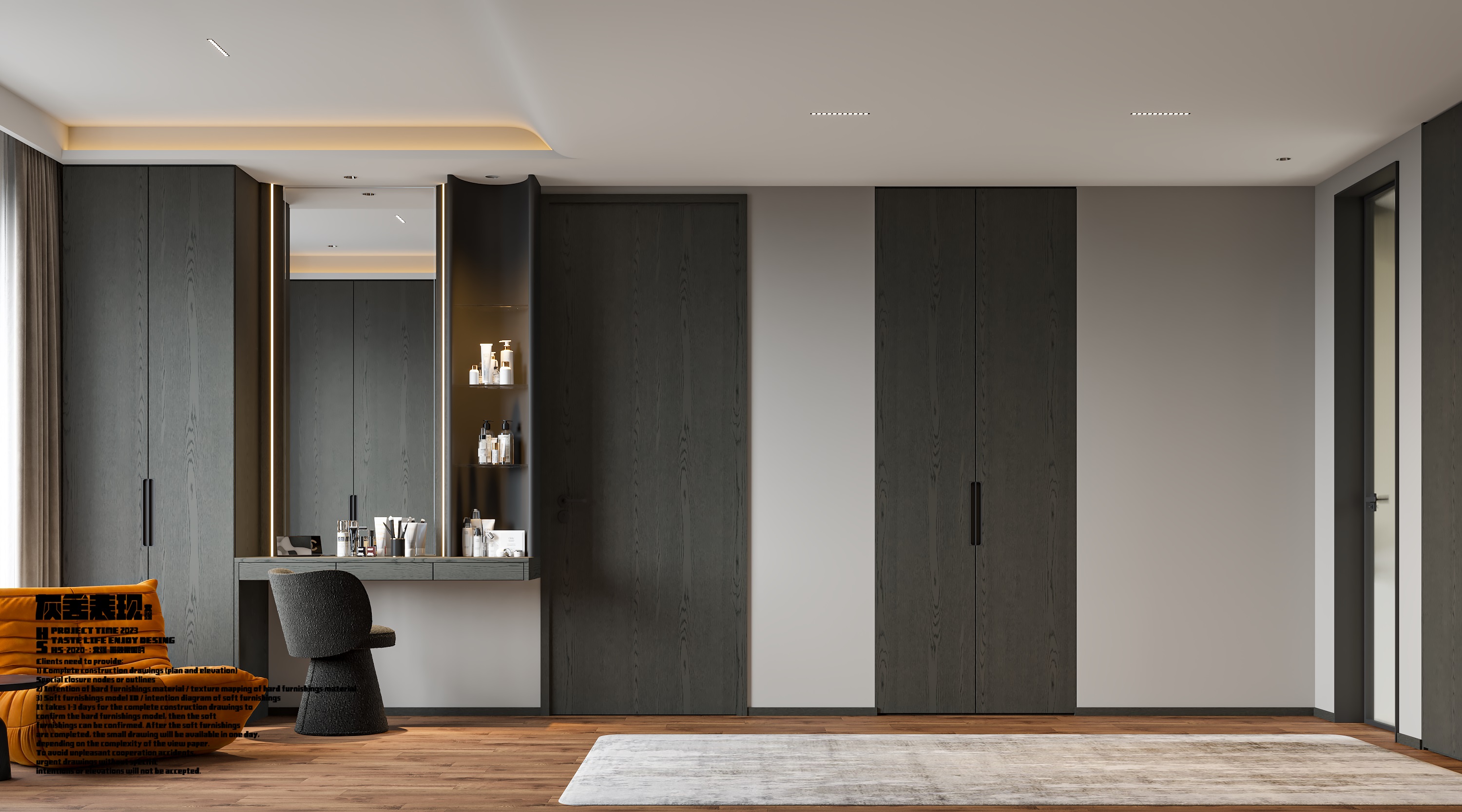 暗黑风大平层装修效果图丨灰舍表现-24