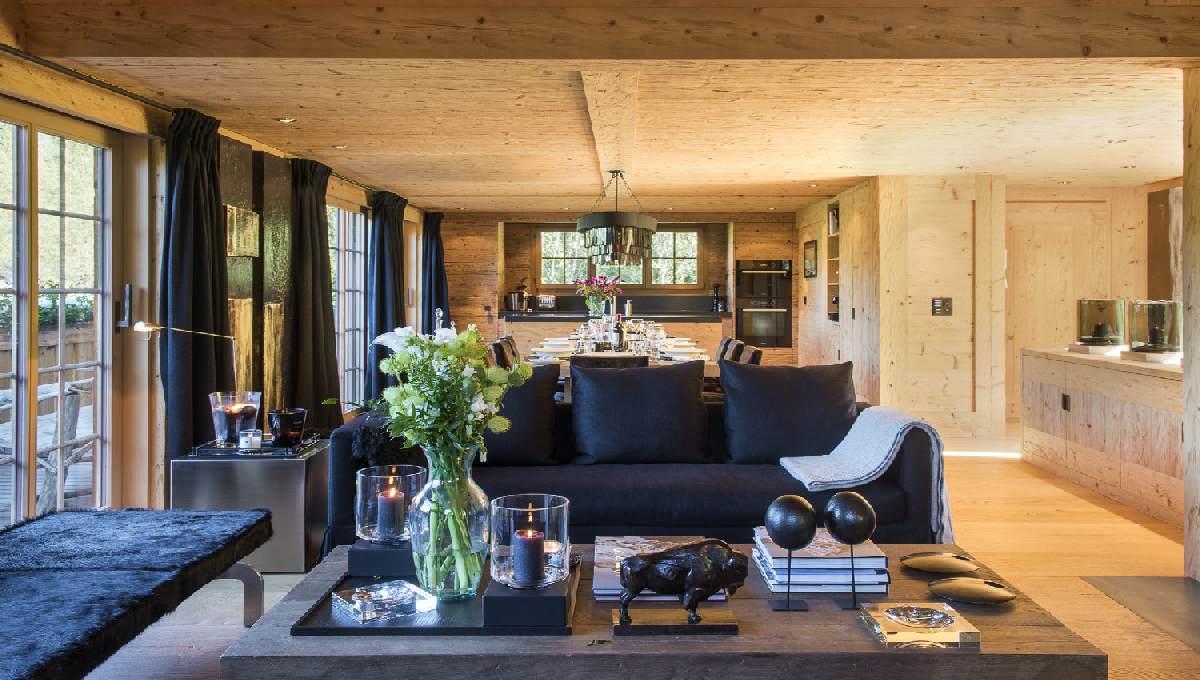 奥地利木屋别墅的现代黑色内饰设计-7
