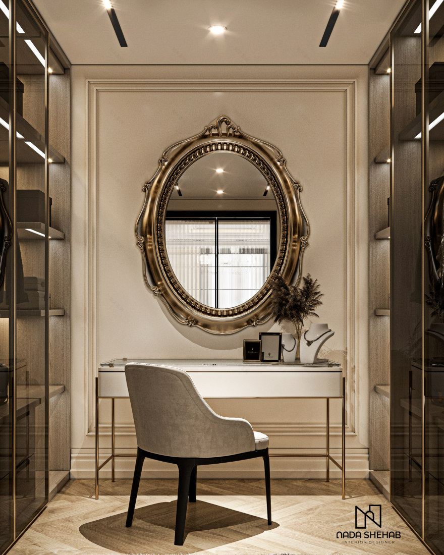 乡村风格简约卧室及梳妆区与浴室设计-15