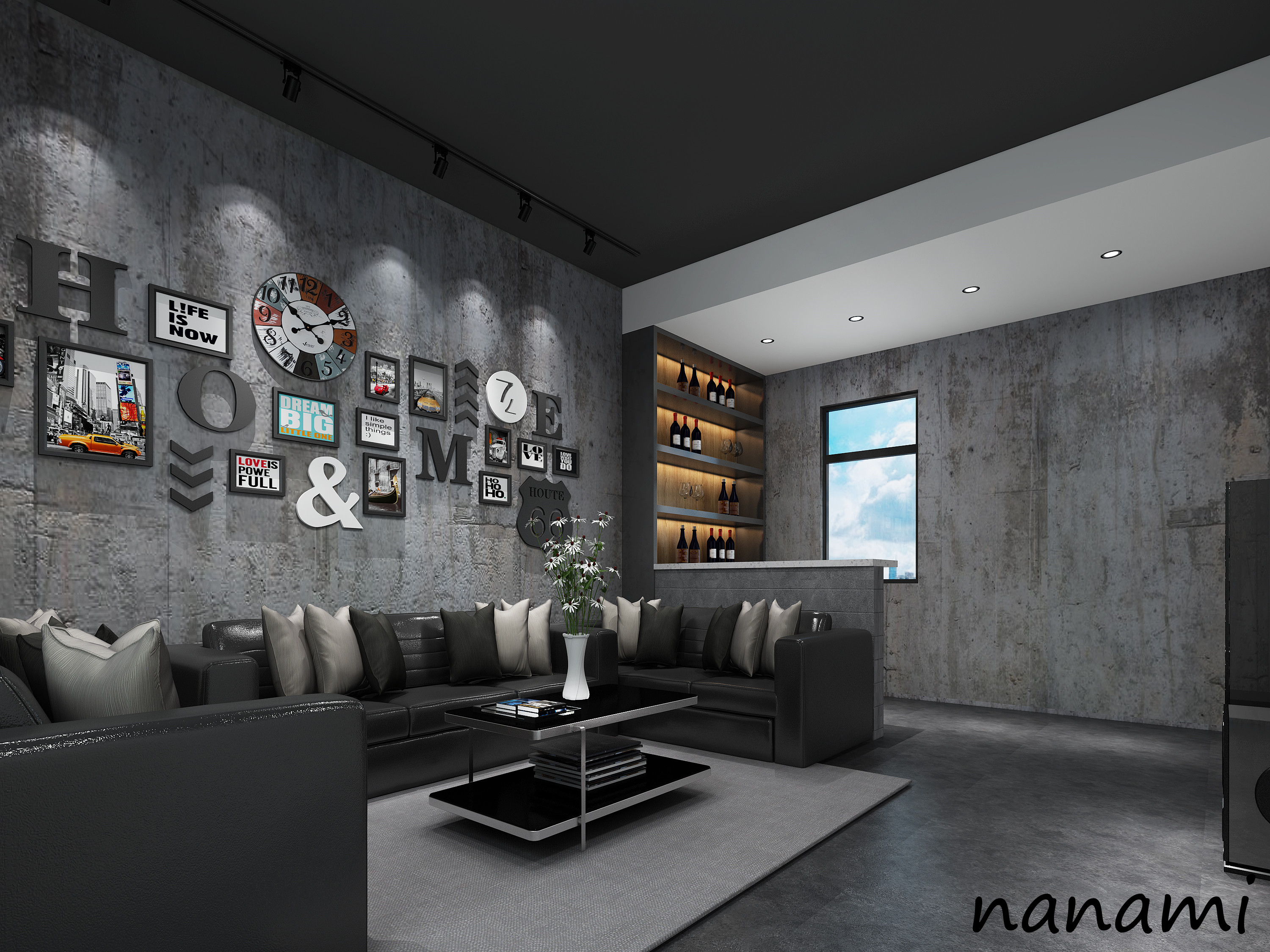 现代黑白灰简约风室内设计-9