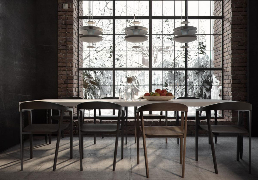 基辅工业风公寓设计,砖墙与现代元素完美融合-28