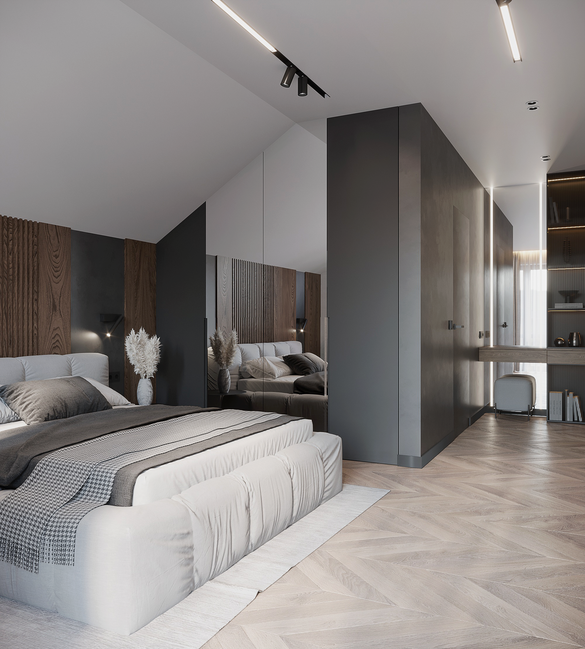 Bedroom with bathroom. Minimalist and comfortable.-5