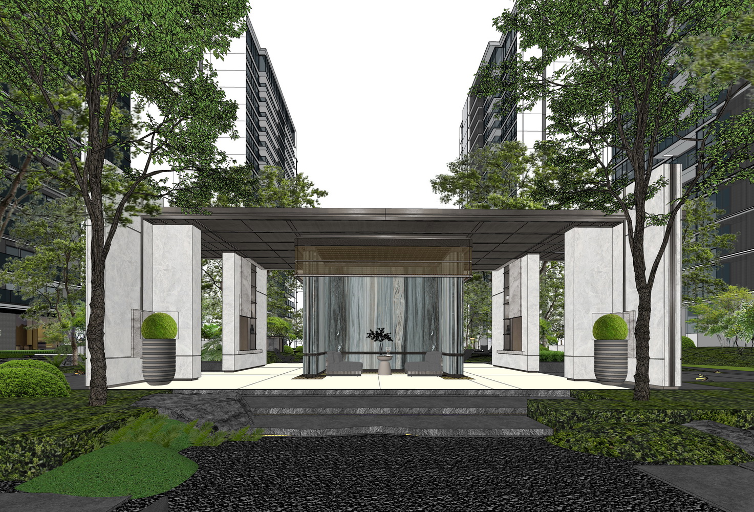 芜湖伟星翡翠天元大区景观SU模型-2