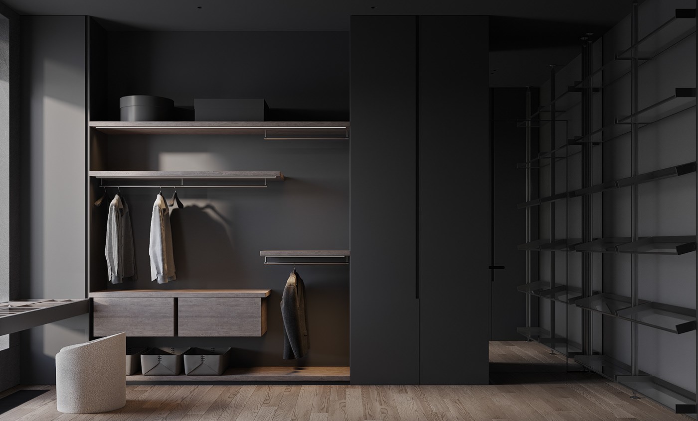 高级黑色系住宅设计 这也太有设计感了吧！-24