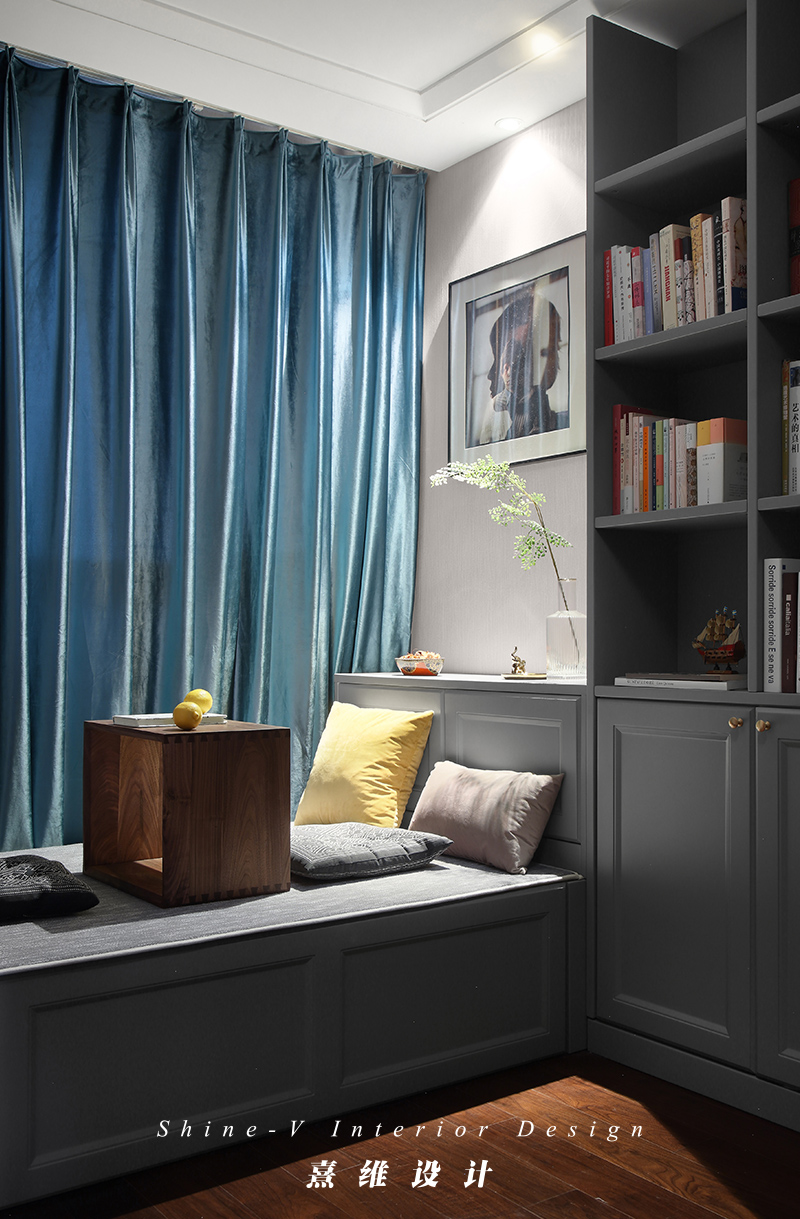 《构色》南京升龙天汇 90 平米三室两厅精装房改造,深蓝金色的复古典雅空间-42