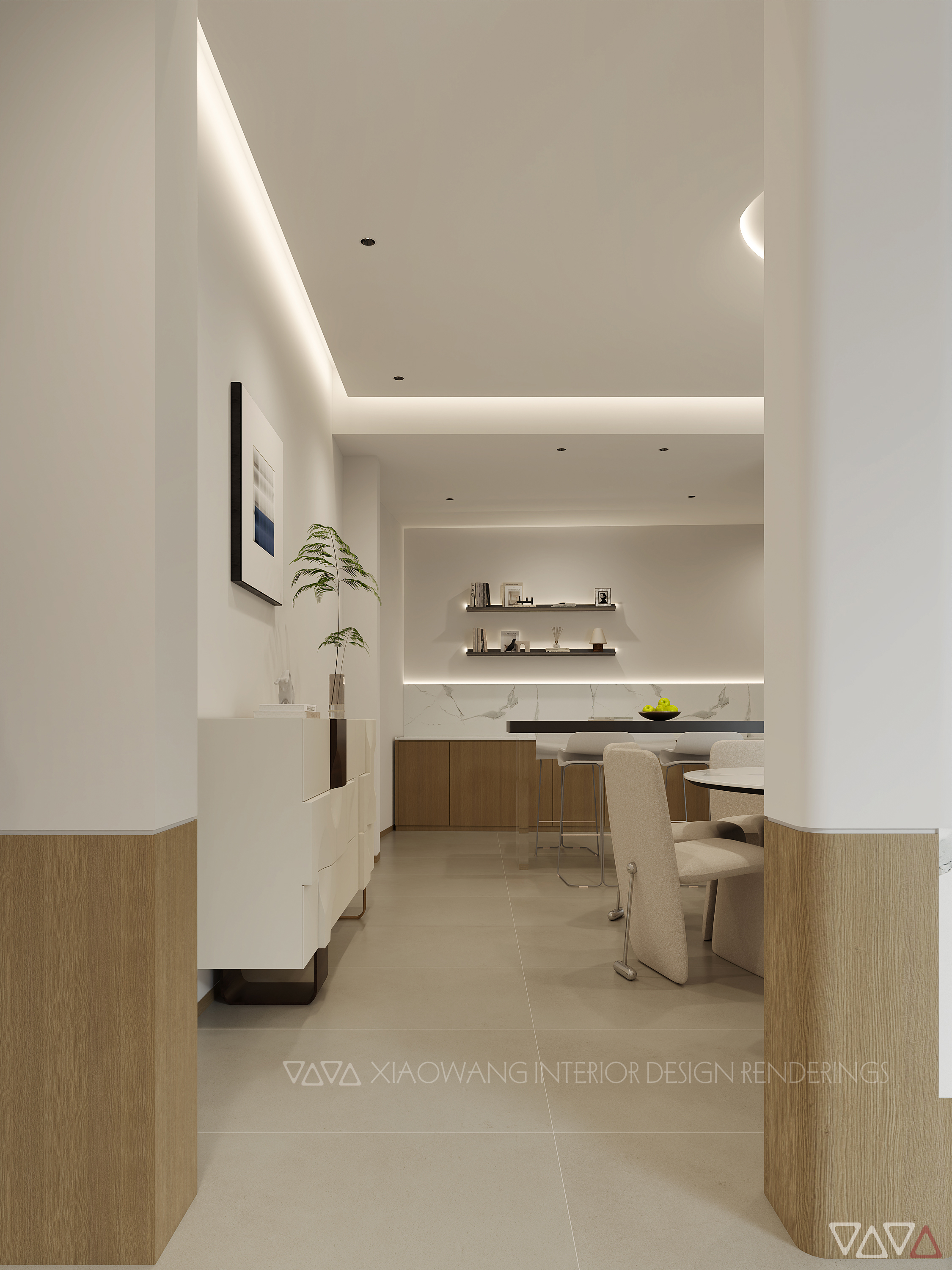 现代挑空客餐厅效果图-8