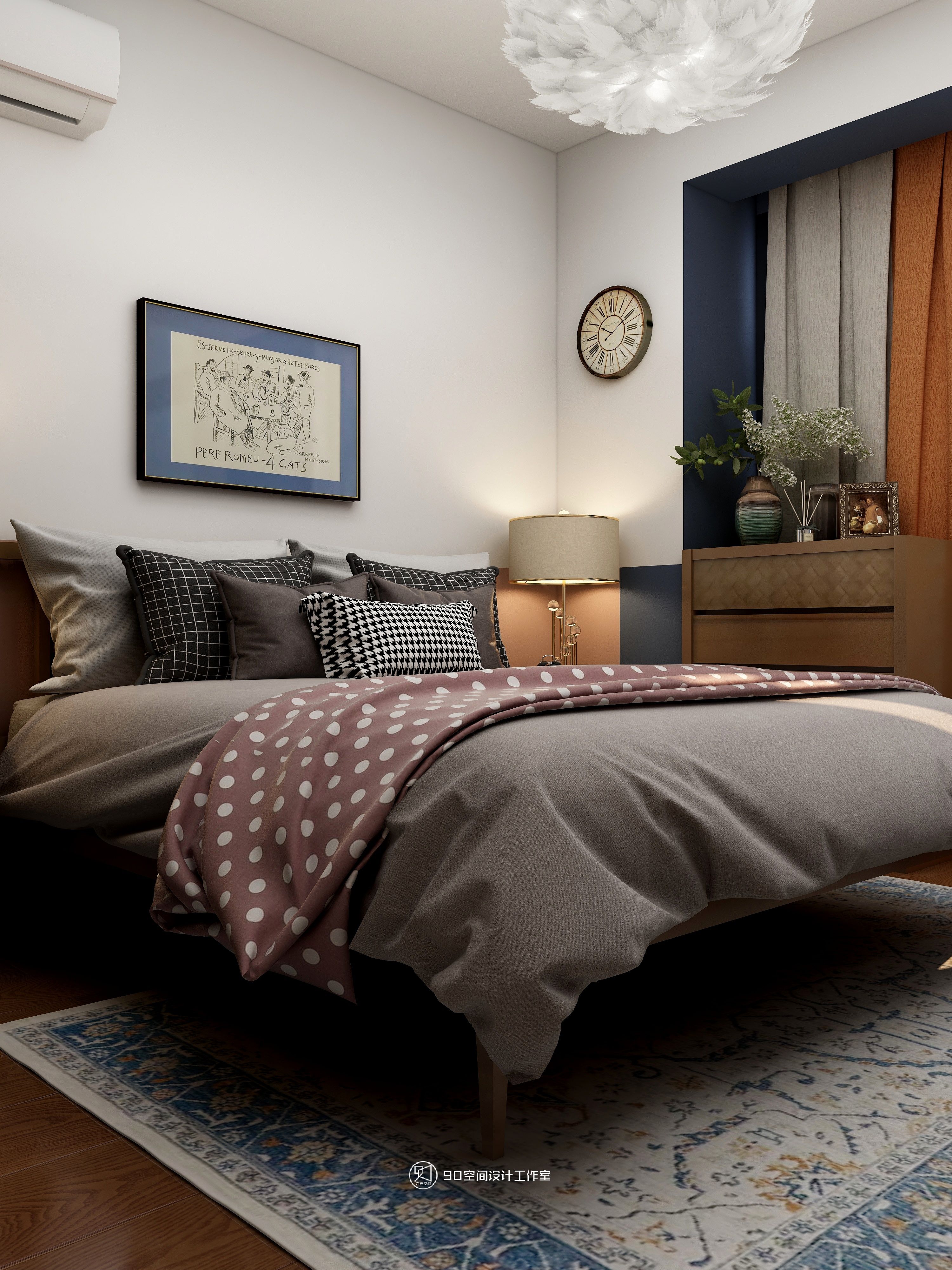 《欢愉同乐》80 平方现代美式空间设计-51