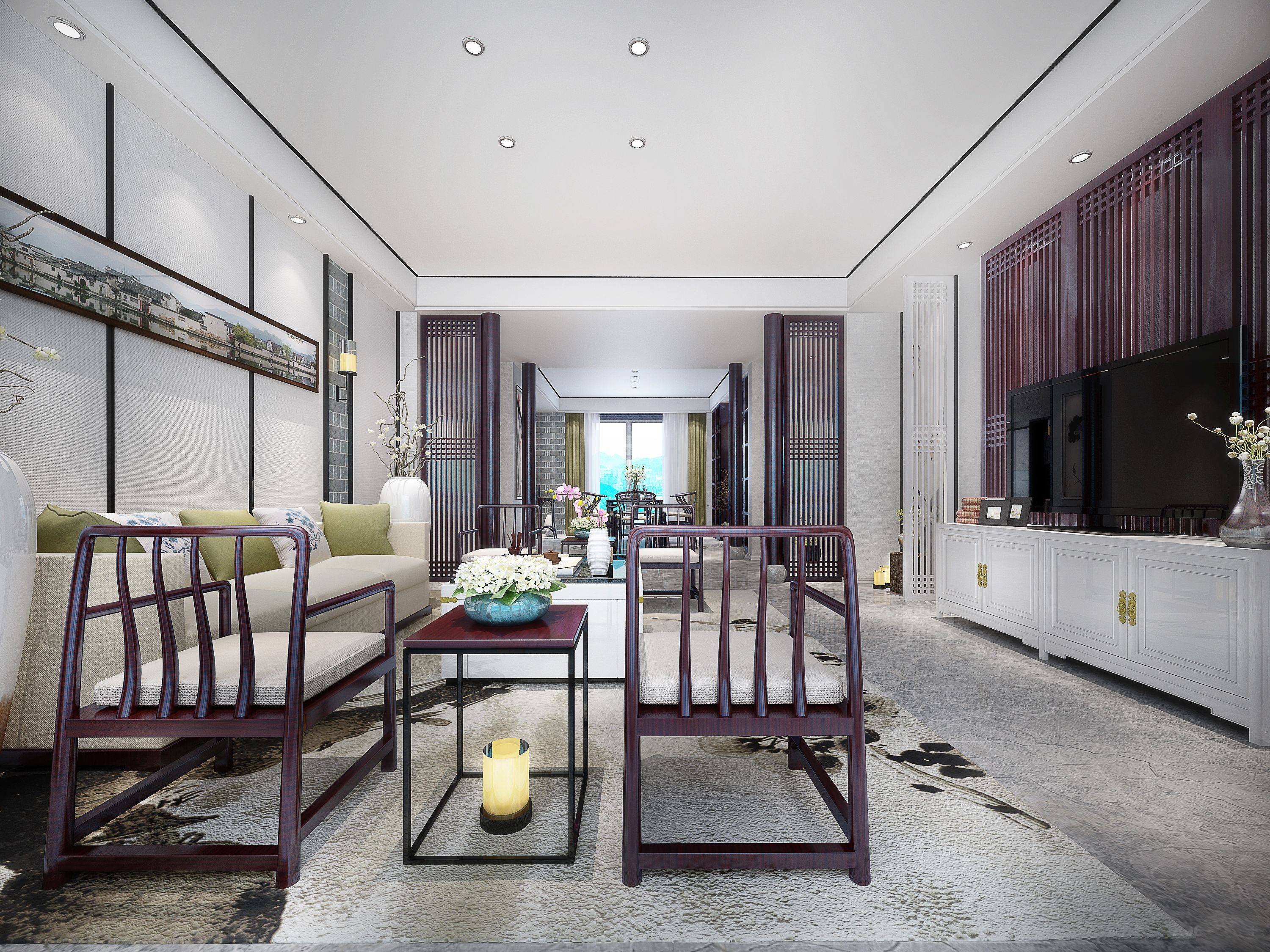 新中式 中式古典 奢华家装别墅样板房-2-2