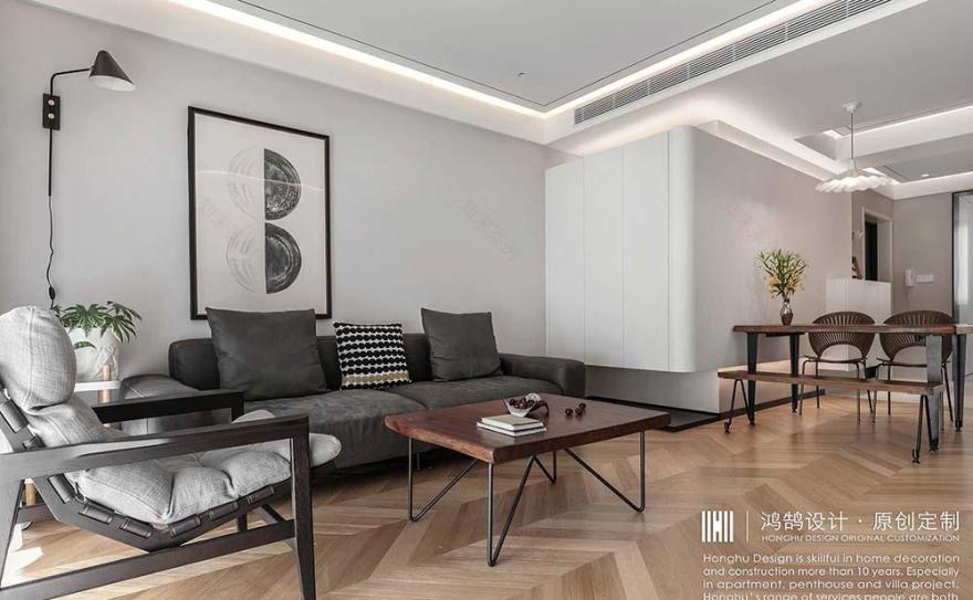 微水泥极简风平层公寓设计丨中国上海丨上海鸿鹄设计-4