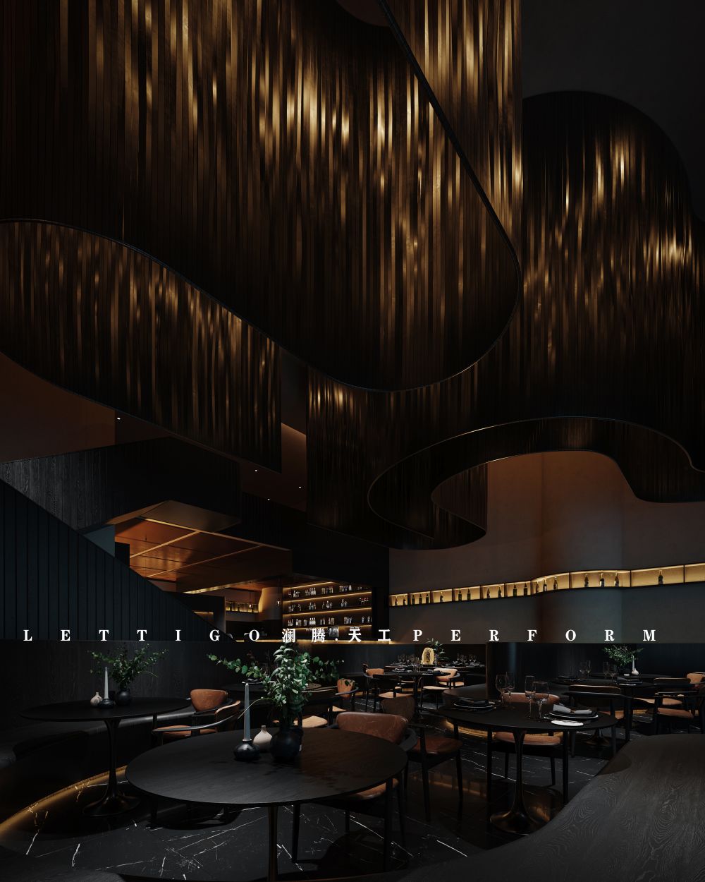 充满高端商务范的暗黑调西餐厅-5