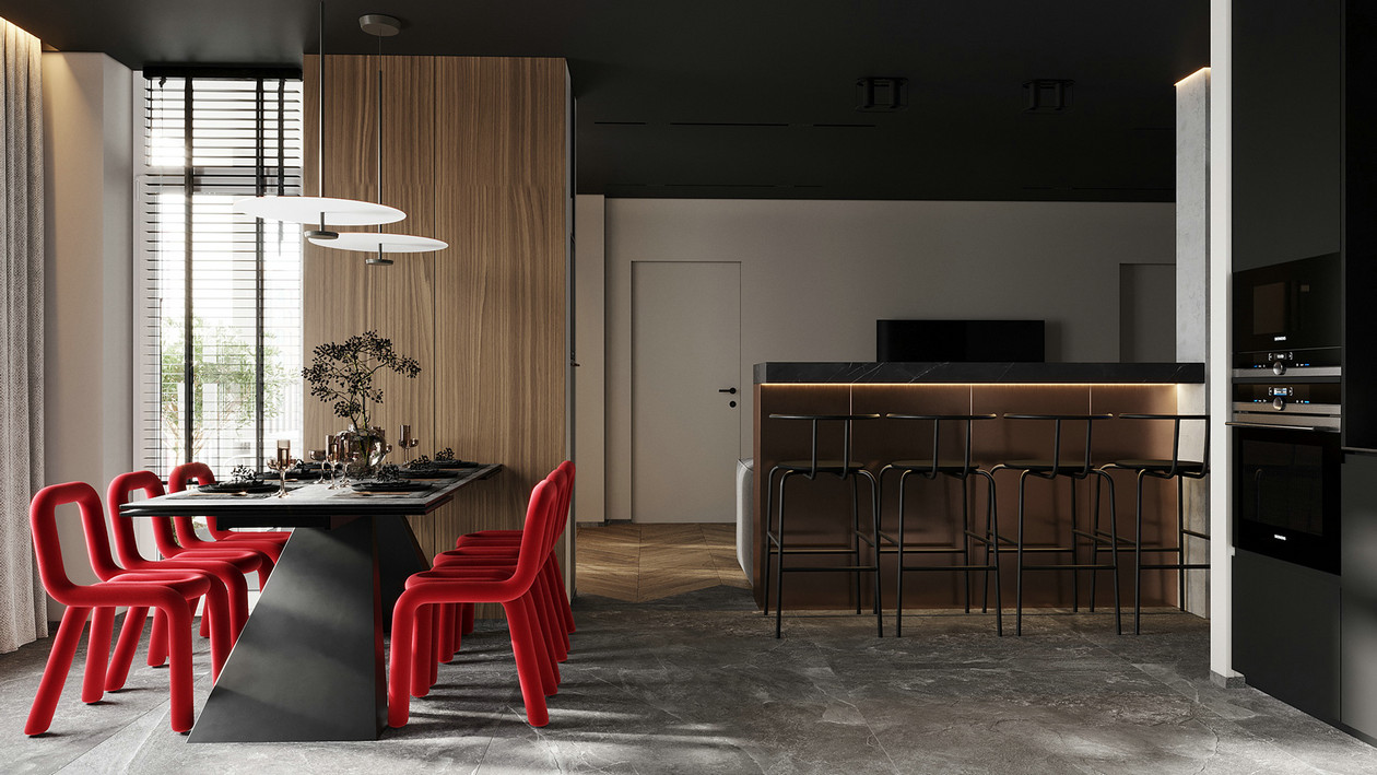 90㎡深色系公寓设计-12