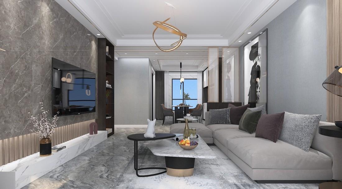 商丘 129㎡后现代轻奢黑白灰装修案例-14