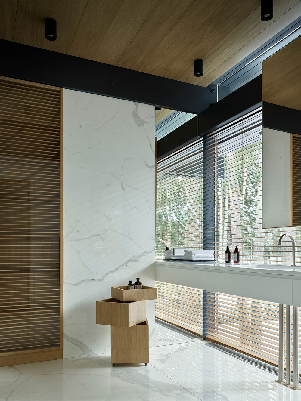 莫斯科玻璃墙现代森林小屋-13