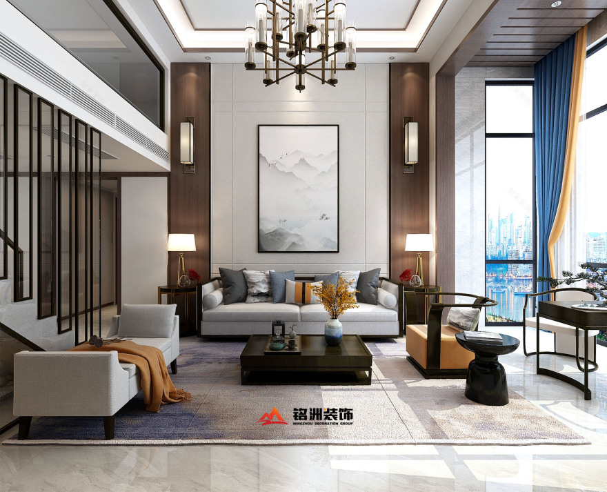 商丘建业山水湖城 252㎡顶复,东方美学的静谧表达-7