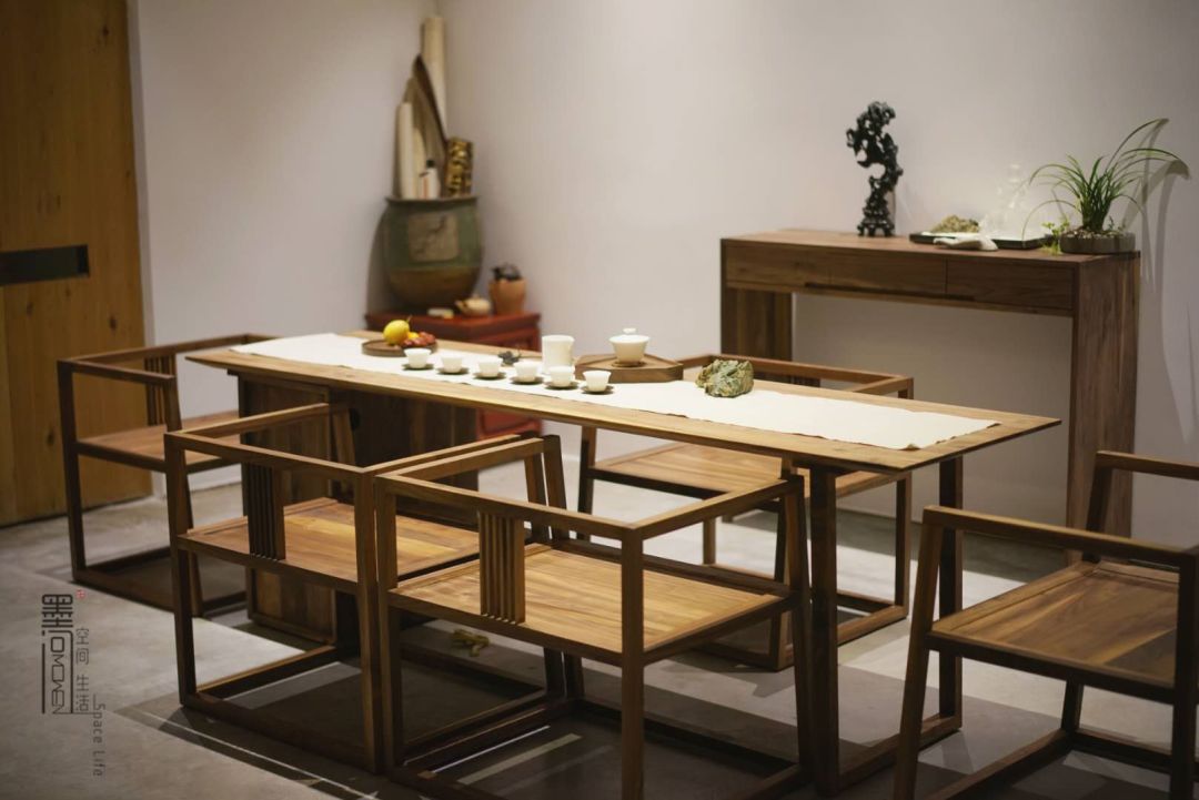 墨问 · 黑胡桃带柜茶桌-11