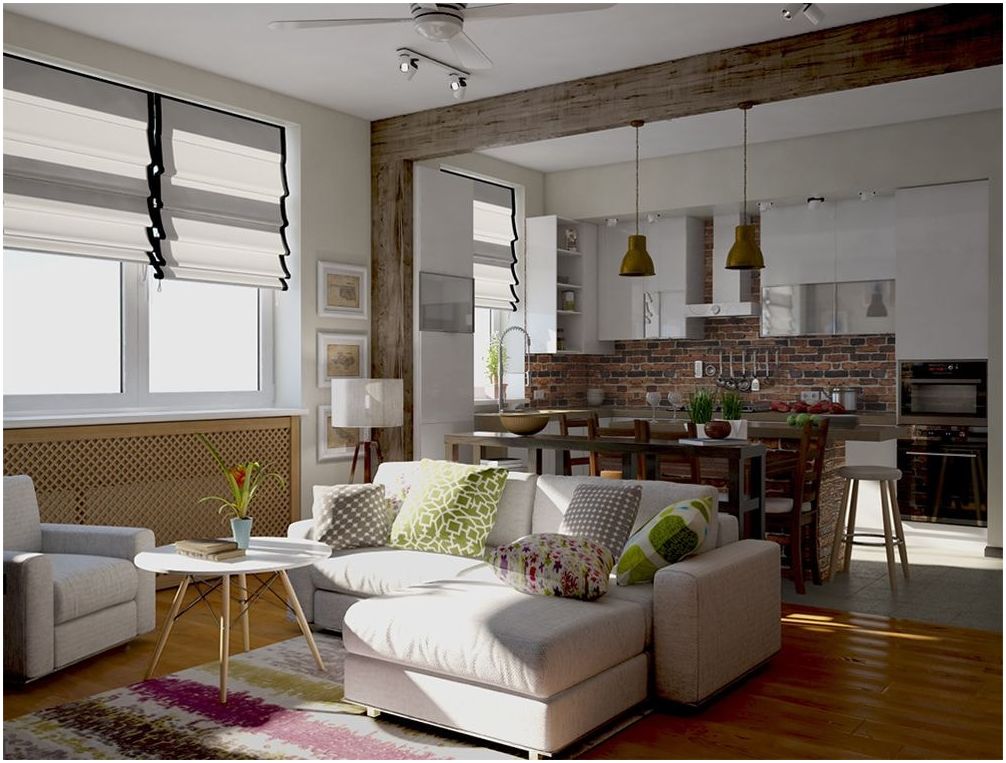 20平米厨房工作室与客厅一体化设计-20