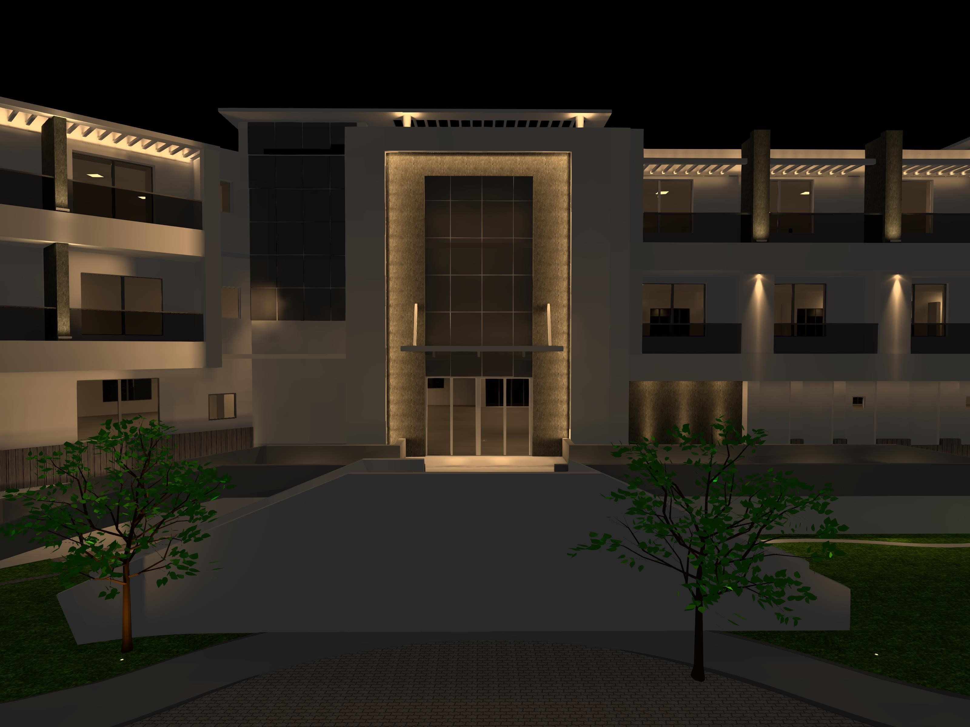 Aroma 1 - Main Building Hotel Facade Lighting Design-2