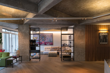 Apartment by Inside Out Architecture features chunky concrete beams-14