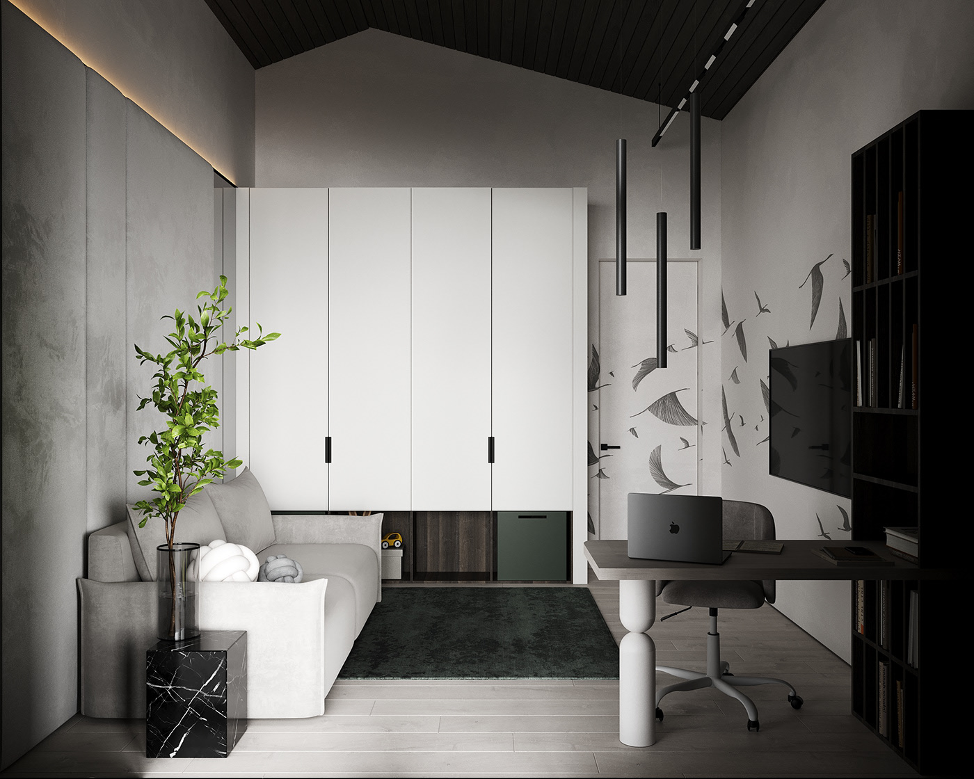 意式黑灰轻奢风室内设计-31