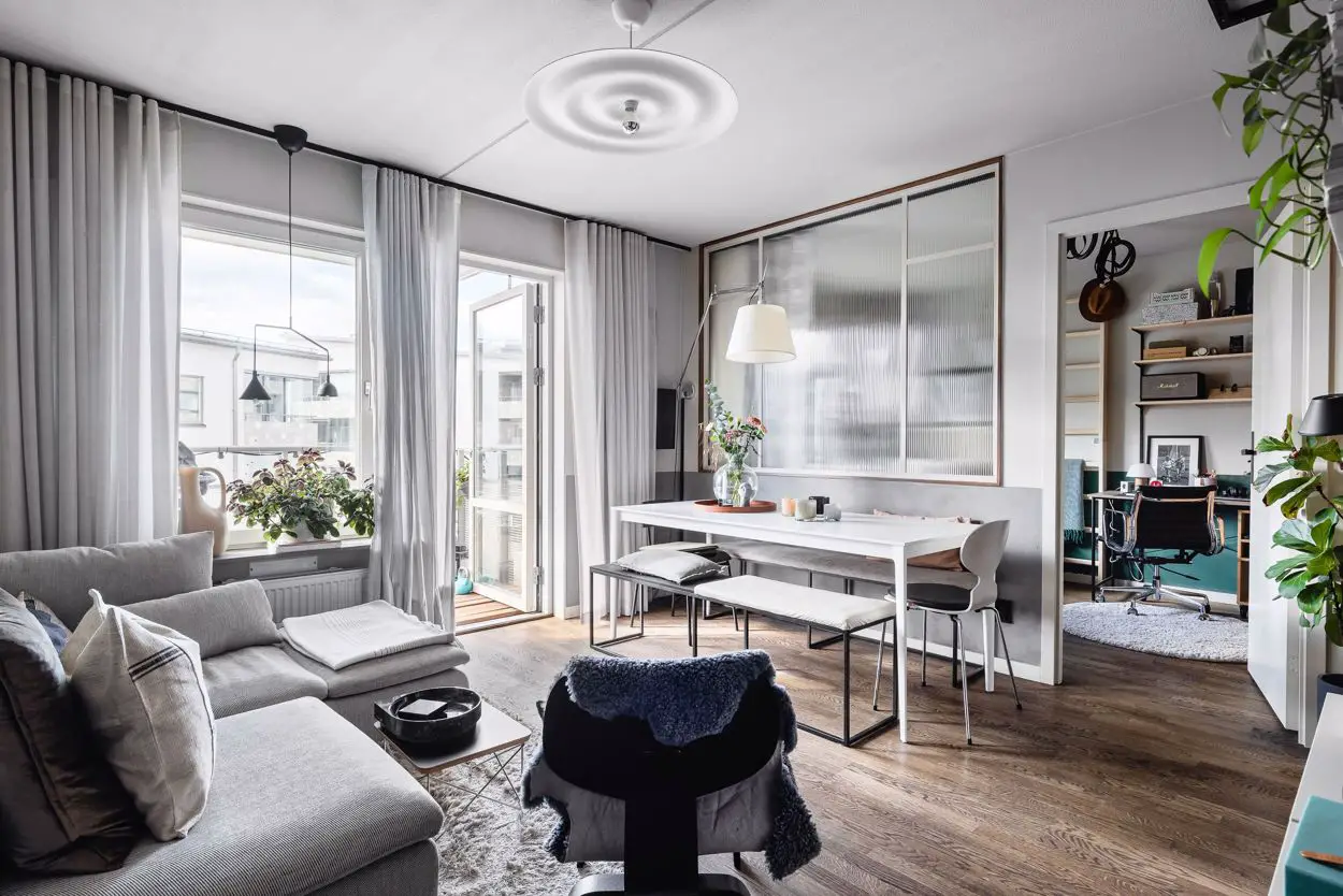 时尚玻璃墙 | 54m2 紧凑两居室的亮点设计-1