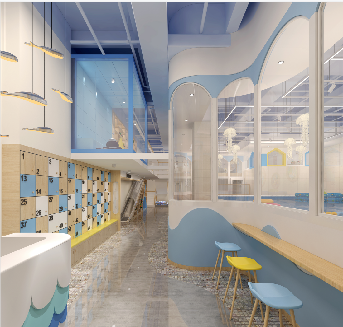 蓝鲸彩虹童游亲子游泳馆设计案例-2