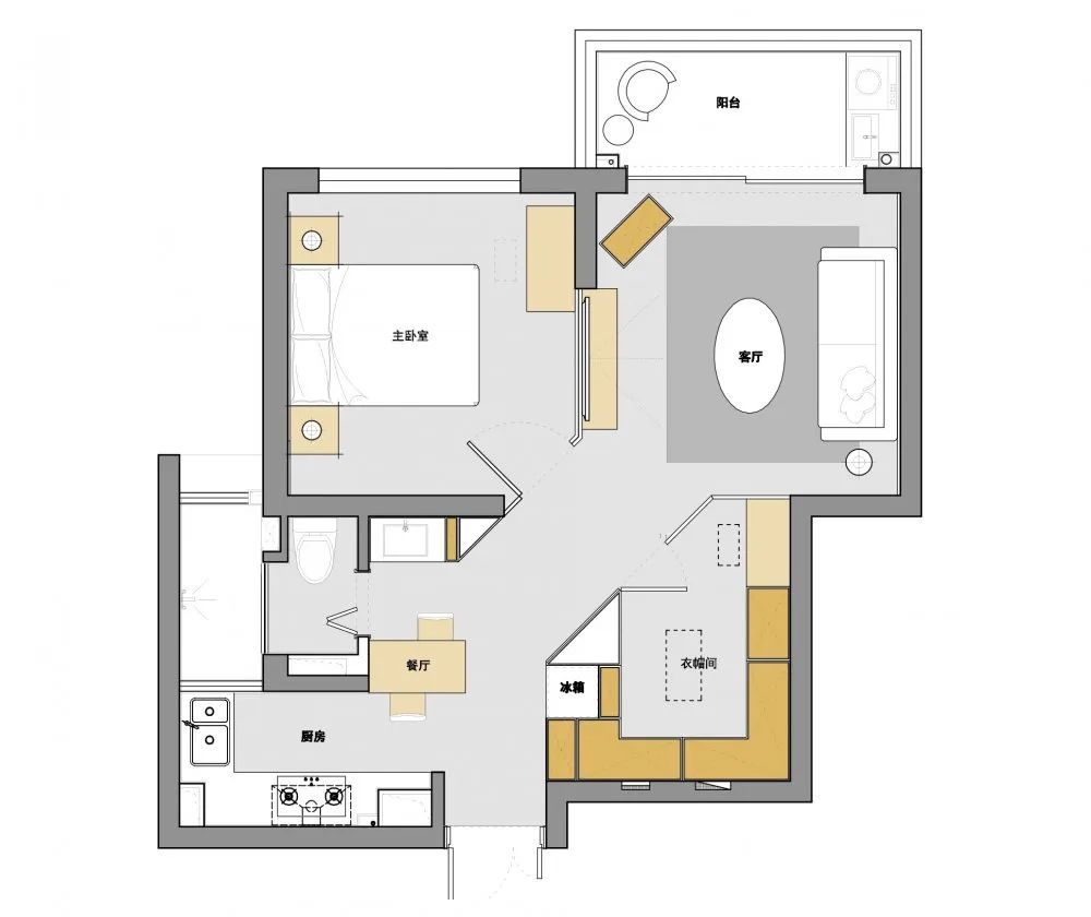 小户型高级灰++ 脏粉设计,全屋玻璃隔断打造互动空间-20