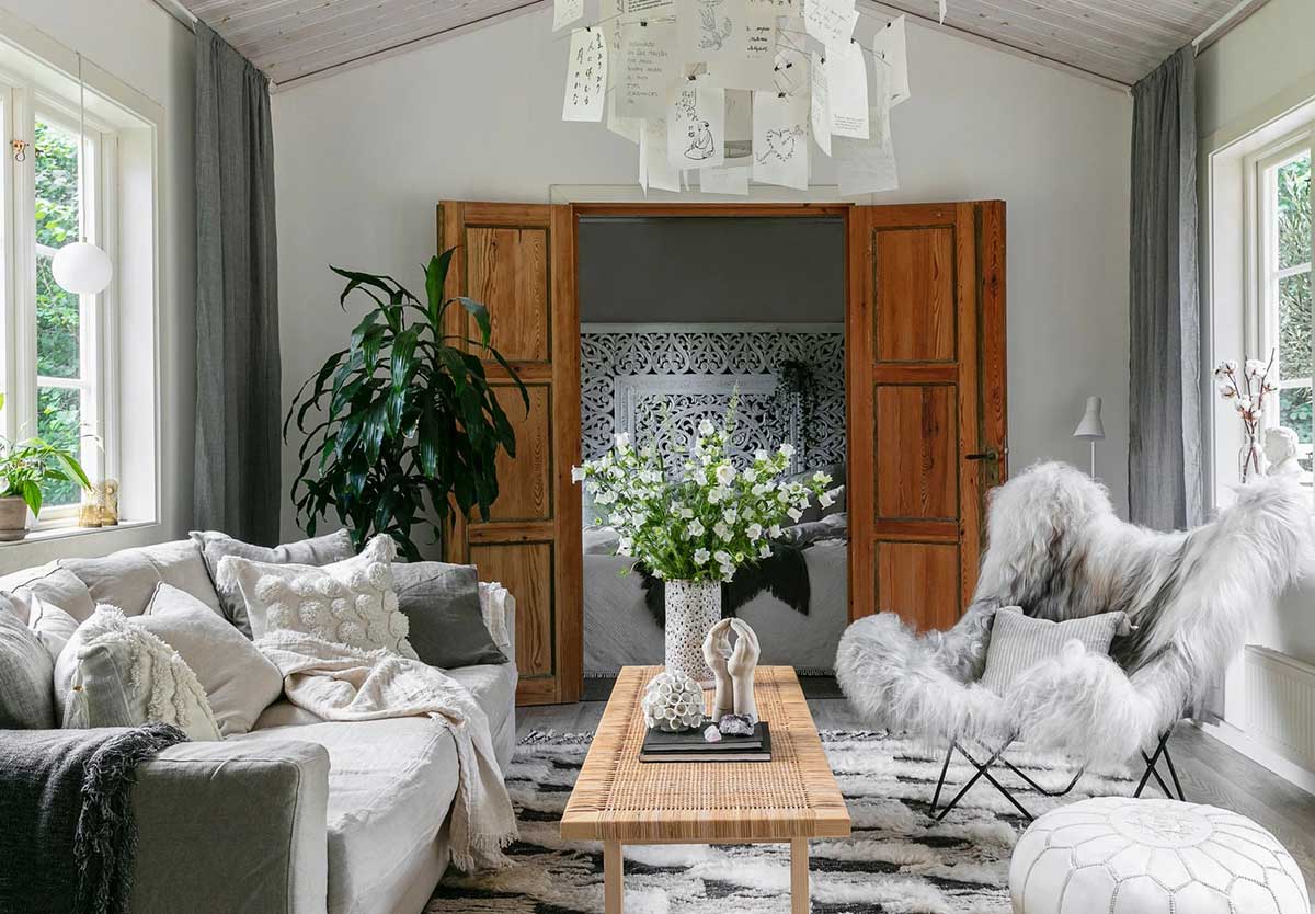 瑞典森林边缘的复古温馨木屋-3